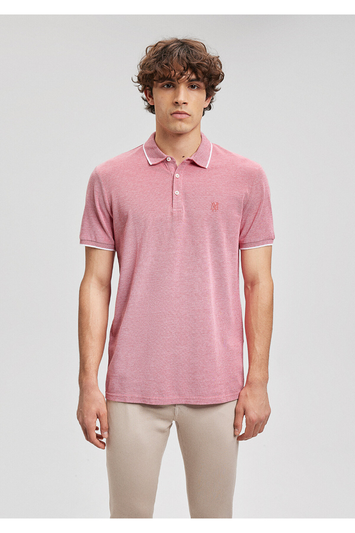 Şerit Detaylı Kırmızı Polo Tişört Slim Fit / Dar Kesim 065900-33203