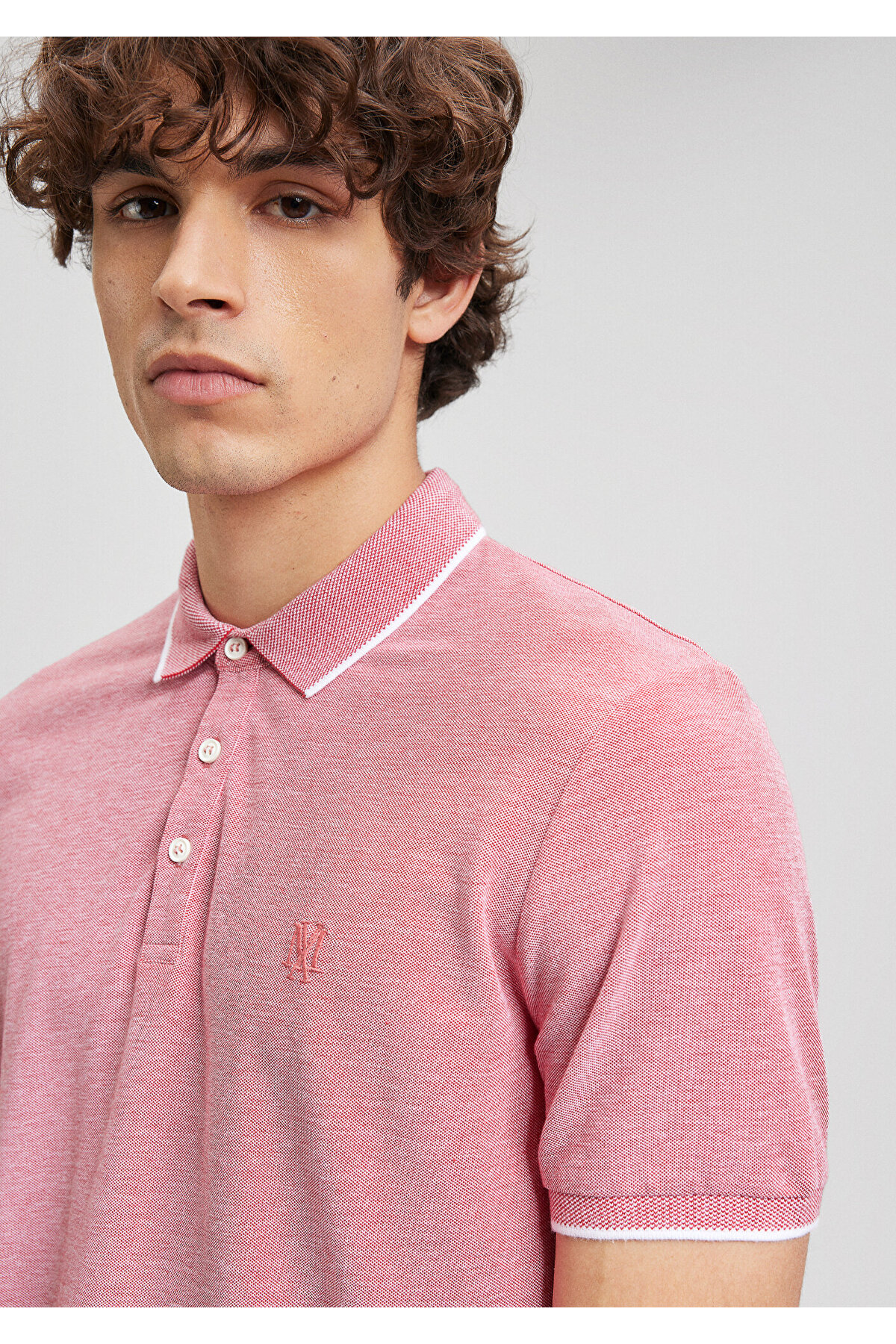 Şerit Detaylı Kırmızı Polo Tişört Slim Fit / Dar Kesim 065900-33203