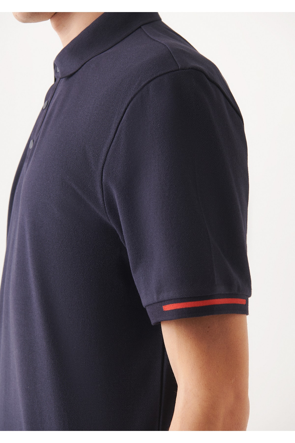 Şerit Detaylı Lacivert Polo Tişört Regular Fit / Normal Kesim 0610139-70490