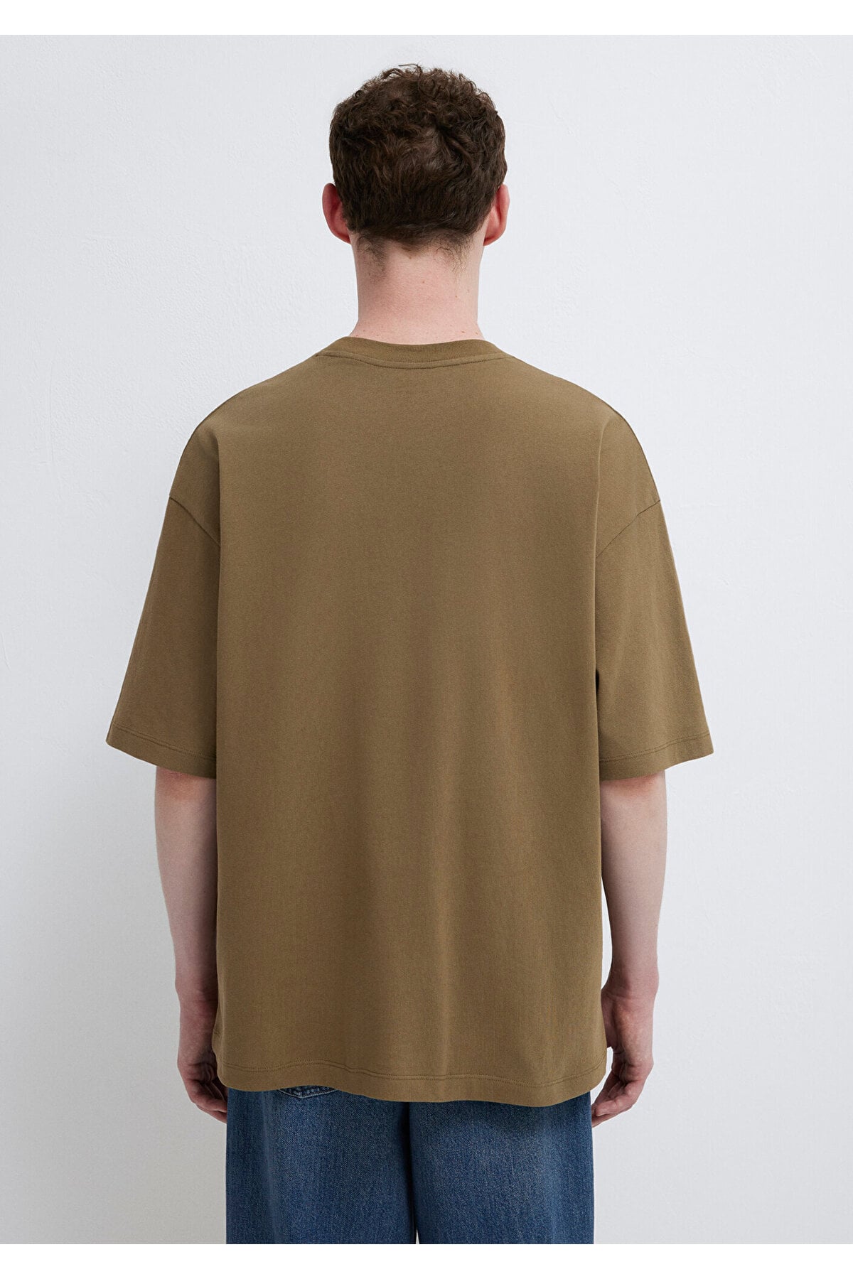 Silikon Logo Baskılı Yeşil Basic Tişört Oversize / Geniş Kesim 0613188-71564