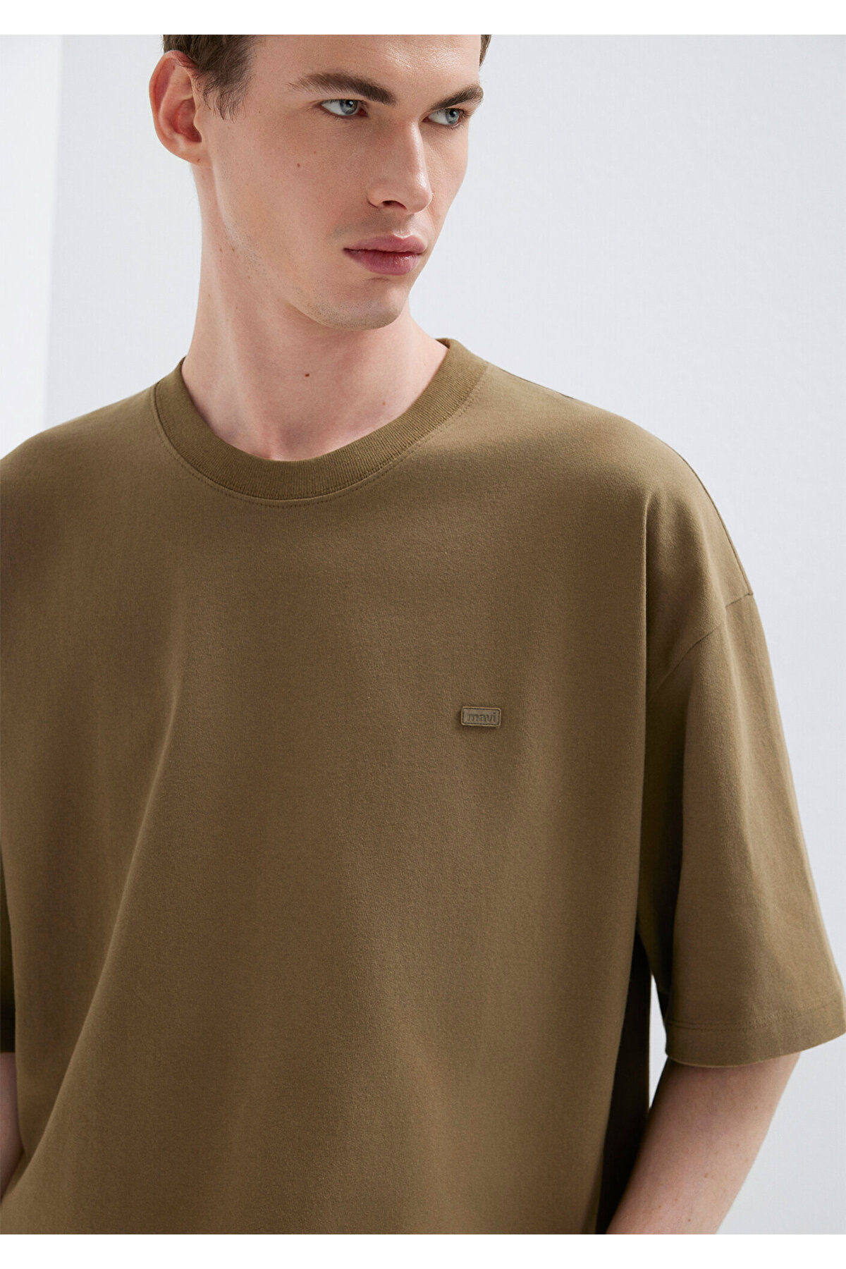Silikon Logo Baskılı Yeşil Basic Tişört Oversize / Geniş Kesim 0613188-71564