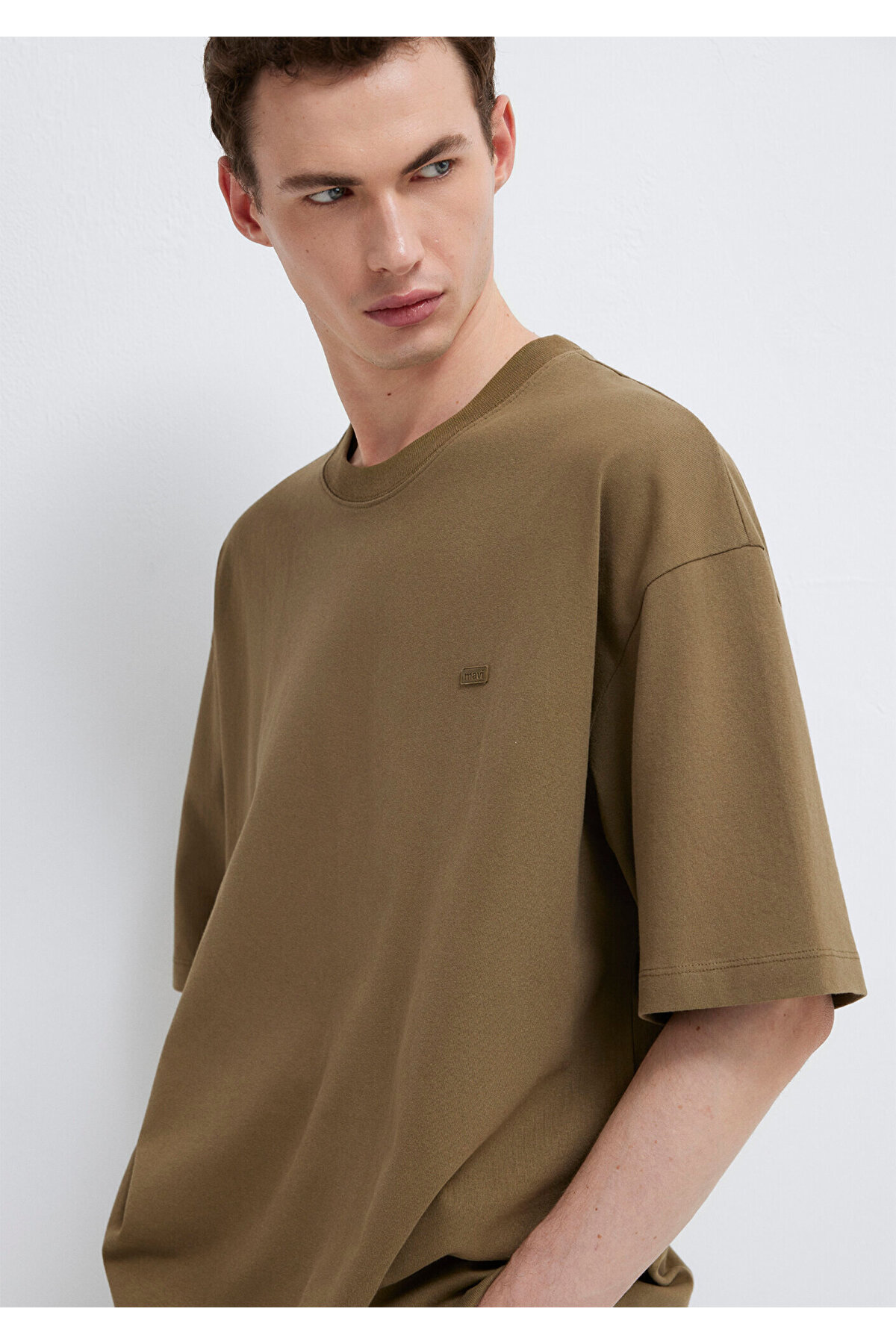 Silikon Logo Baskılı Yeşil Basic Tişört Oversize / Geniş Kesim 0613188-71564