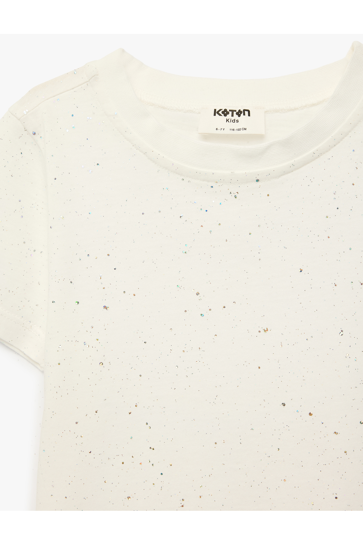 Sim Detaylı Bisiklet Yaka Kısa Kollu Pamuklu Tişört