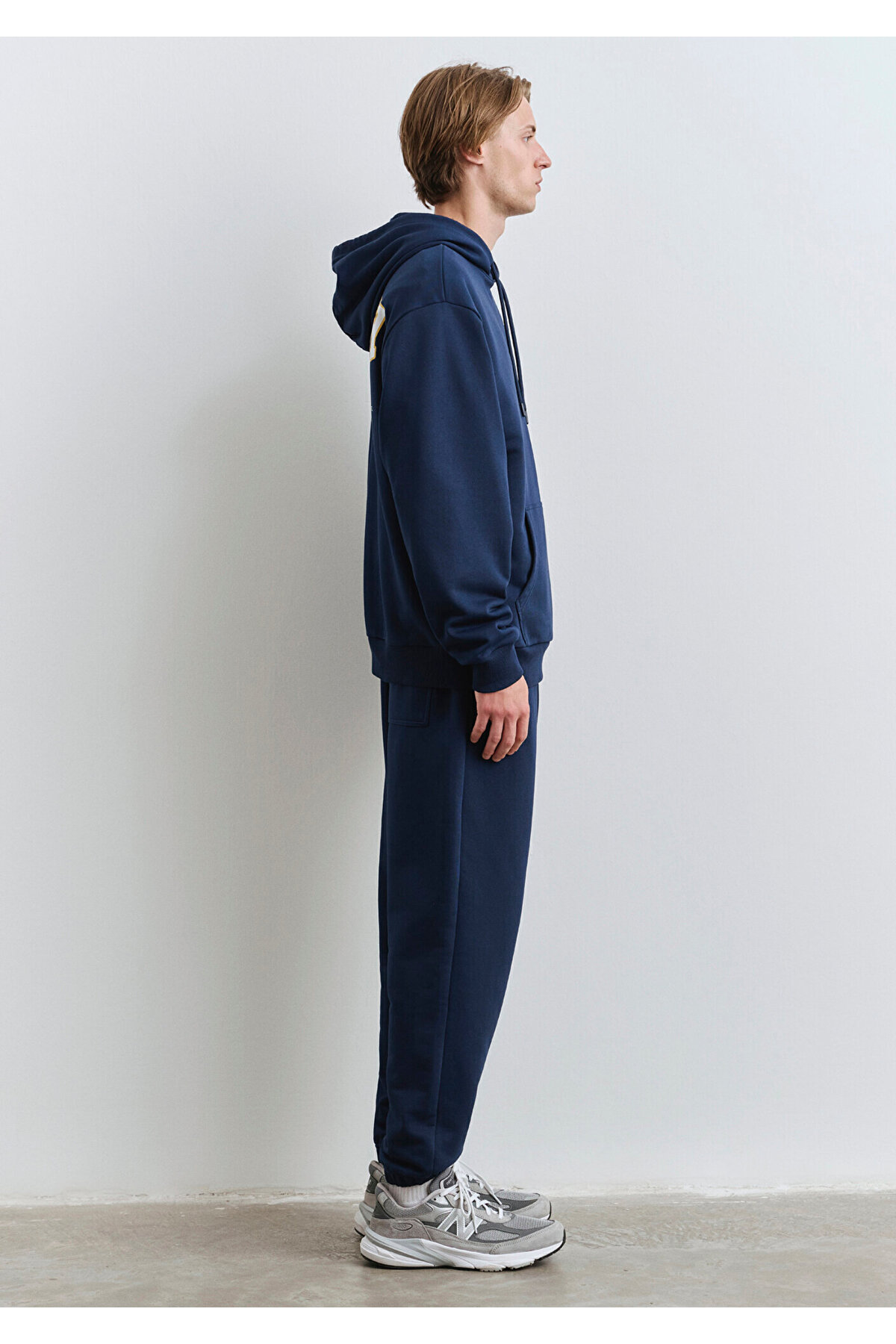 Sırt Baskılı Kapüşonlu Lacivert Sweatshirt 0S10375-89353