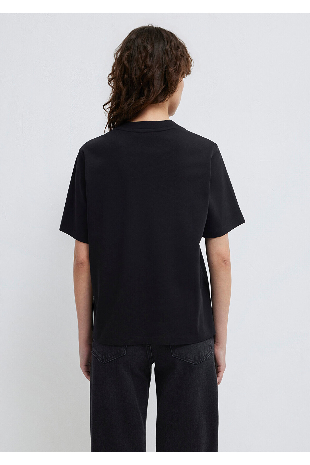 Siyah Basic İnterlok Tişört Loose Fit / Bol Rahat Kesim 1613820-900