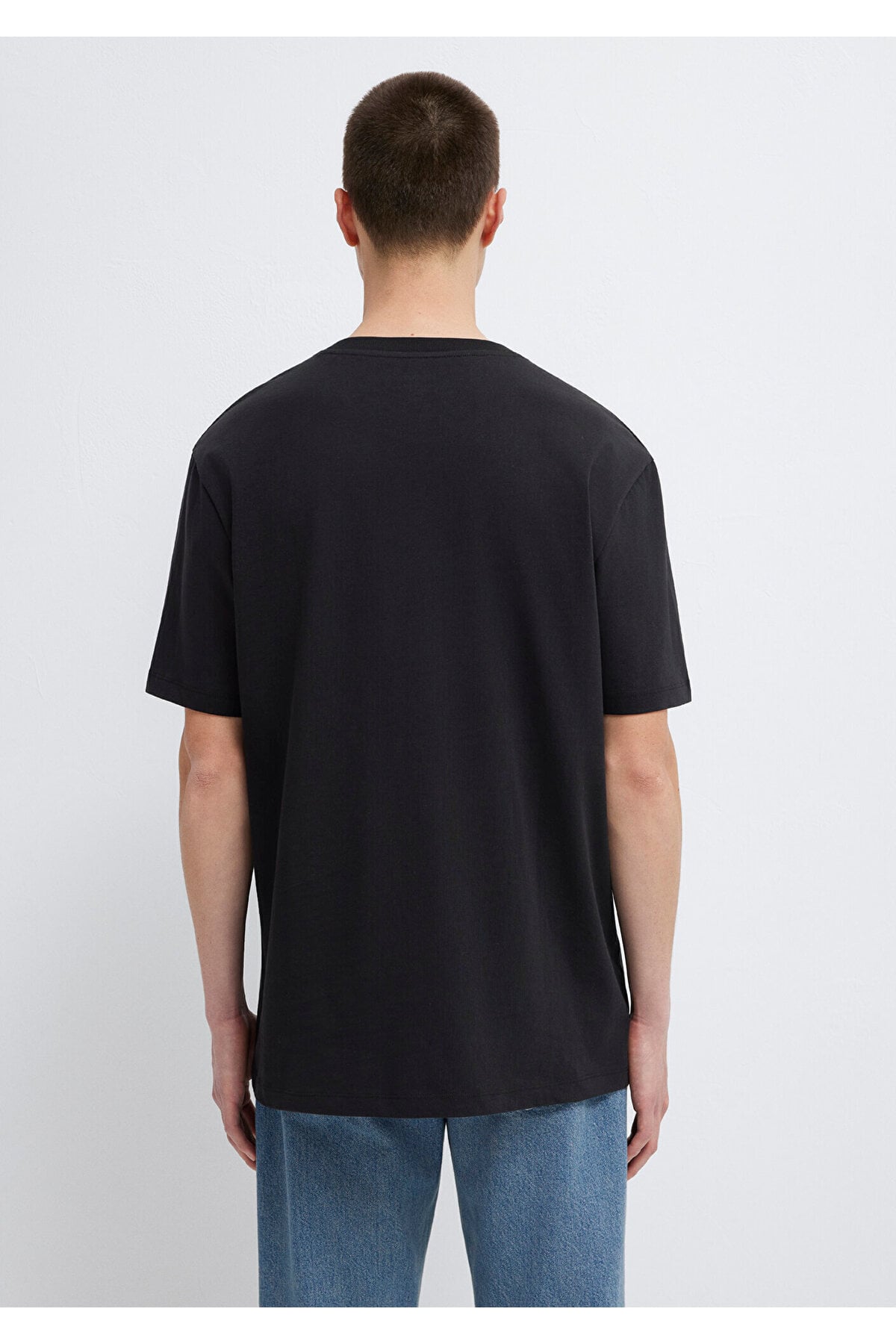 Siyah Basic Tişört Loose Fit / Bol Rahat Kesim 066249-900