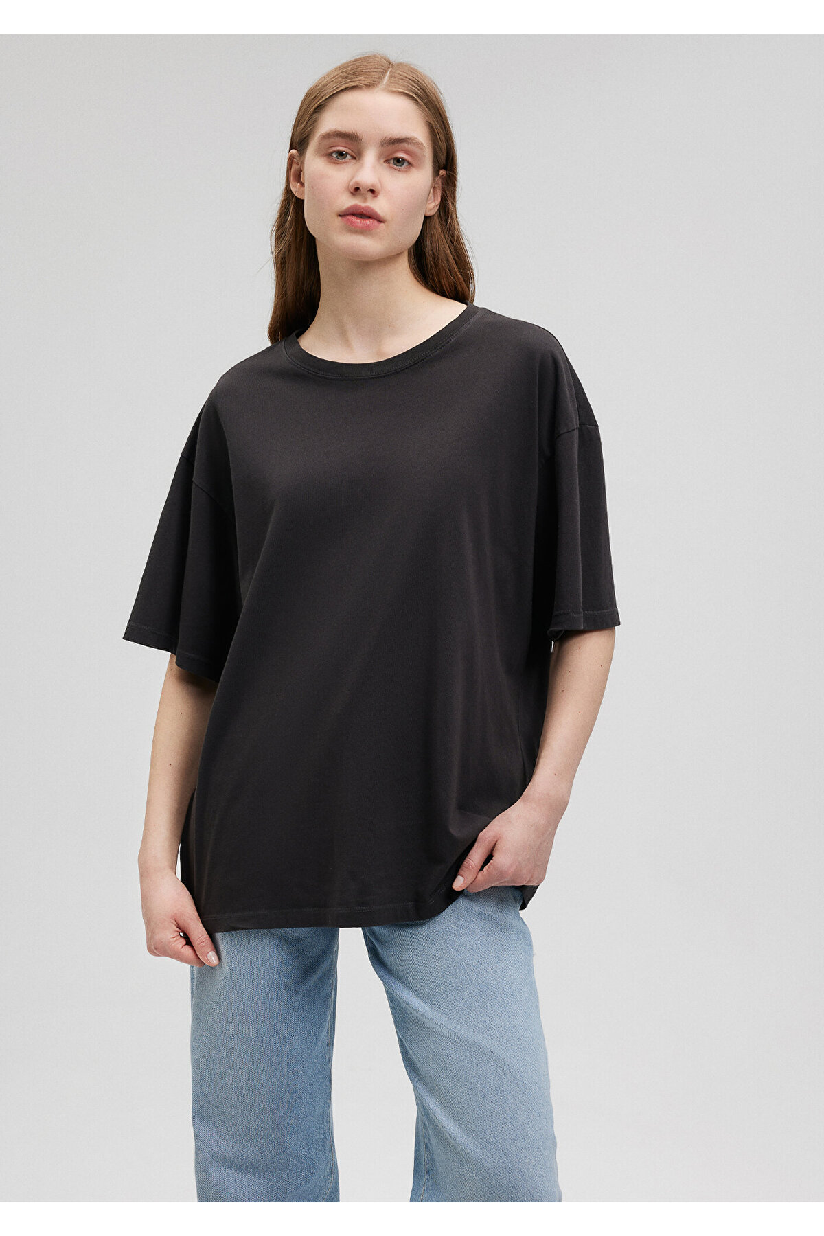Siyah Basic Tişört Oversize / Geniş Kesim 1610317-900