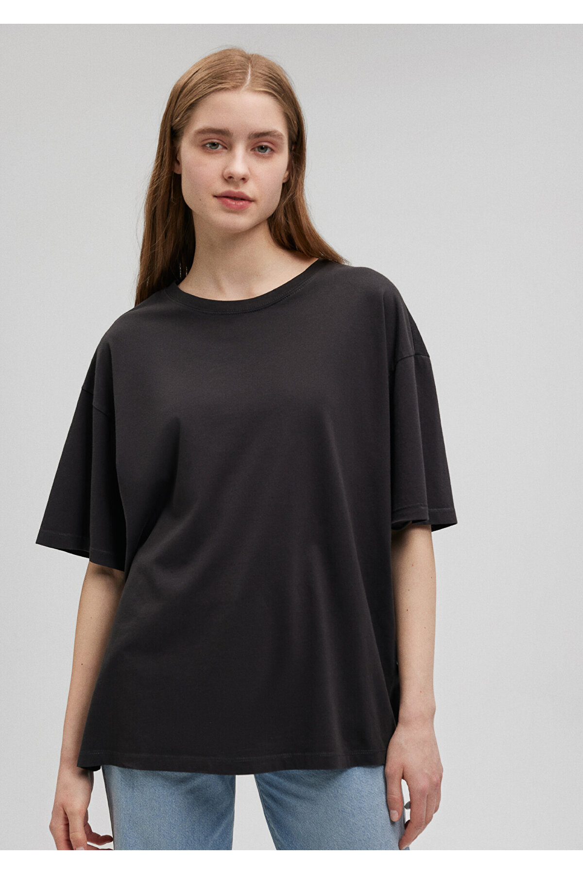 Siyah Basic Tişört Oversize / Geniş Kesim 1610317-900