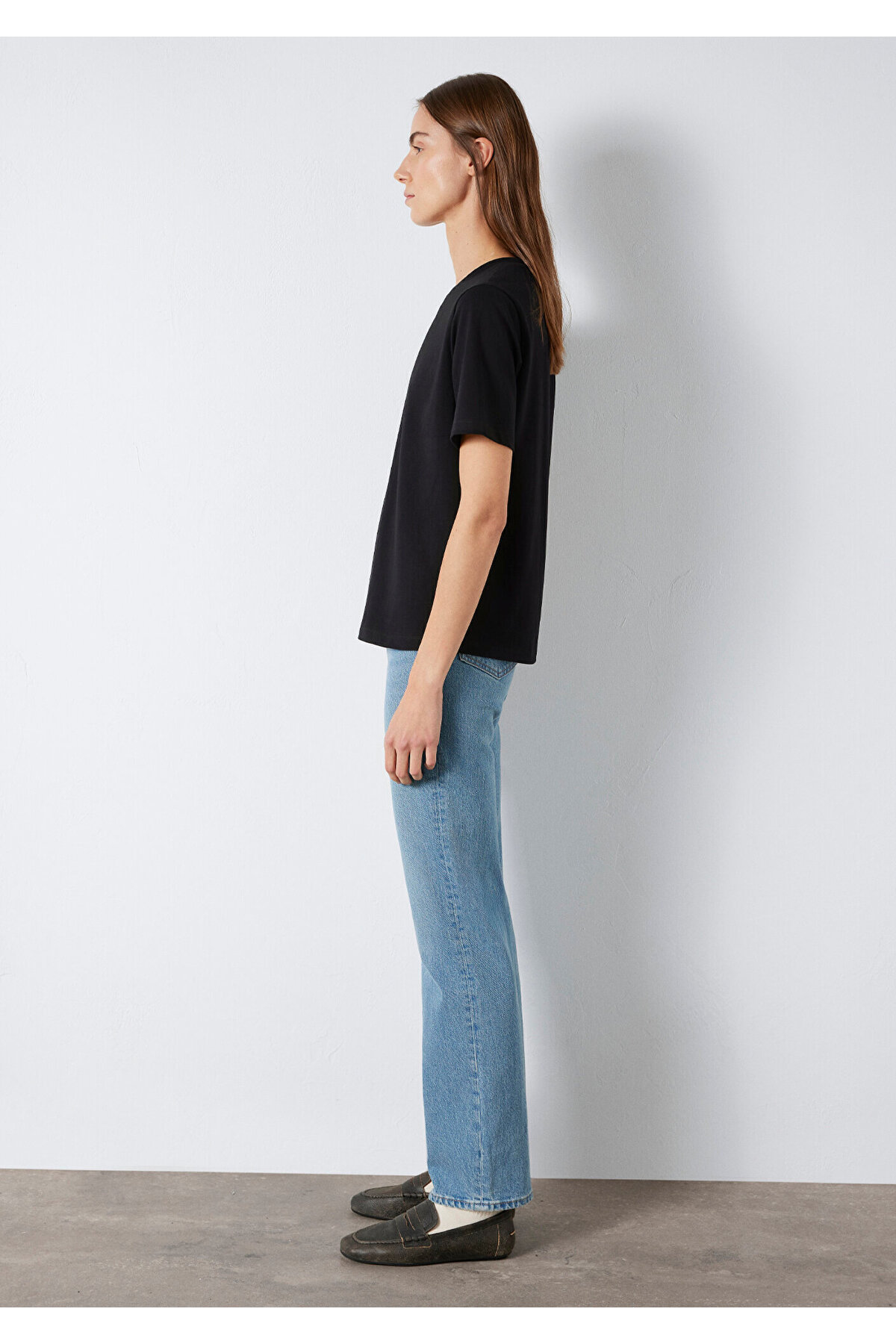 Siyah Basic Tişört Regular Fit / Normal Kesim 1600965-900
