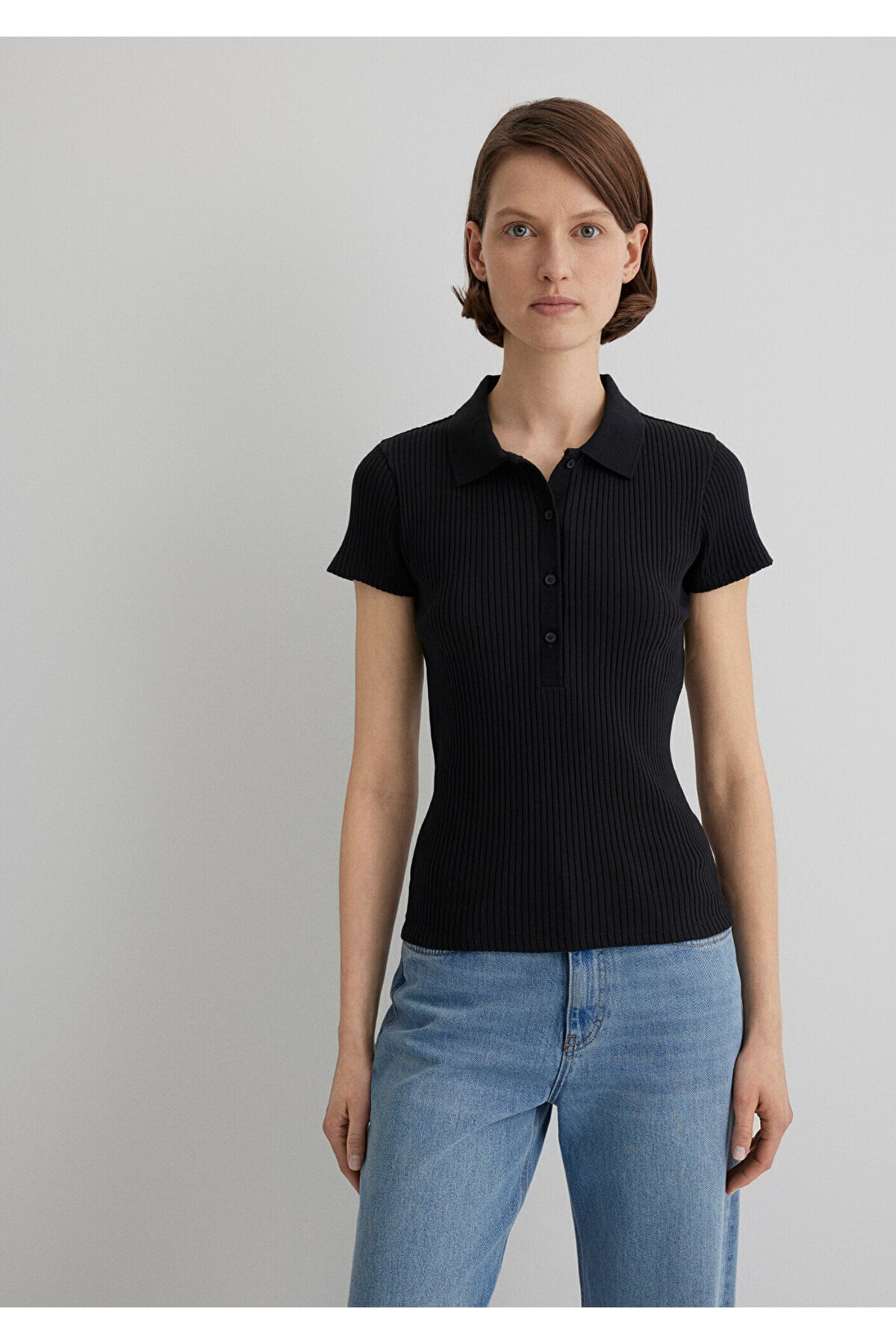 Siyah Polo Tişört Fitted / Vücuda Oturan Kesim 1613120-900