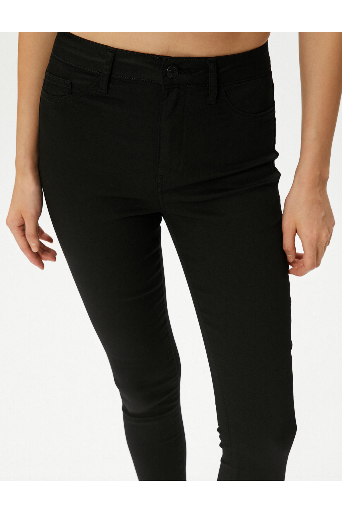 Skinny Fit Kot Pantolon Esnek Yüksek Bel Dar Paça Dar Kesim Cepli - Carmen Jean