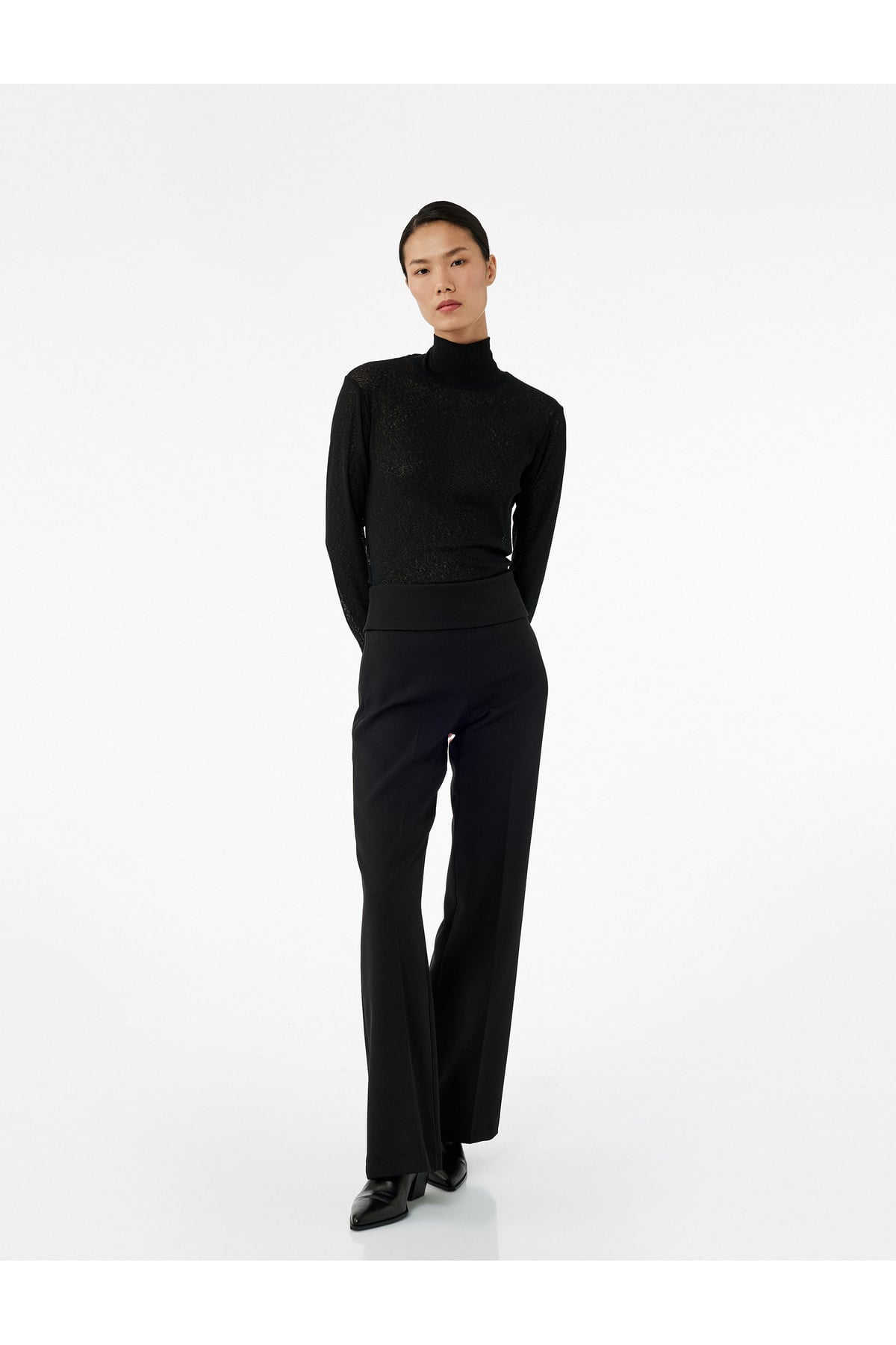 Slim Fit Beli Kat Detaylı İspanyol Paça Pantolon