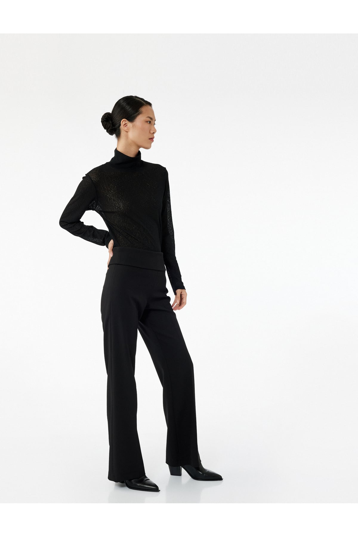 Slim Fit Beli Kat Detaylı İspanyol Paça Pantolon