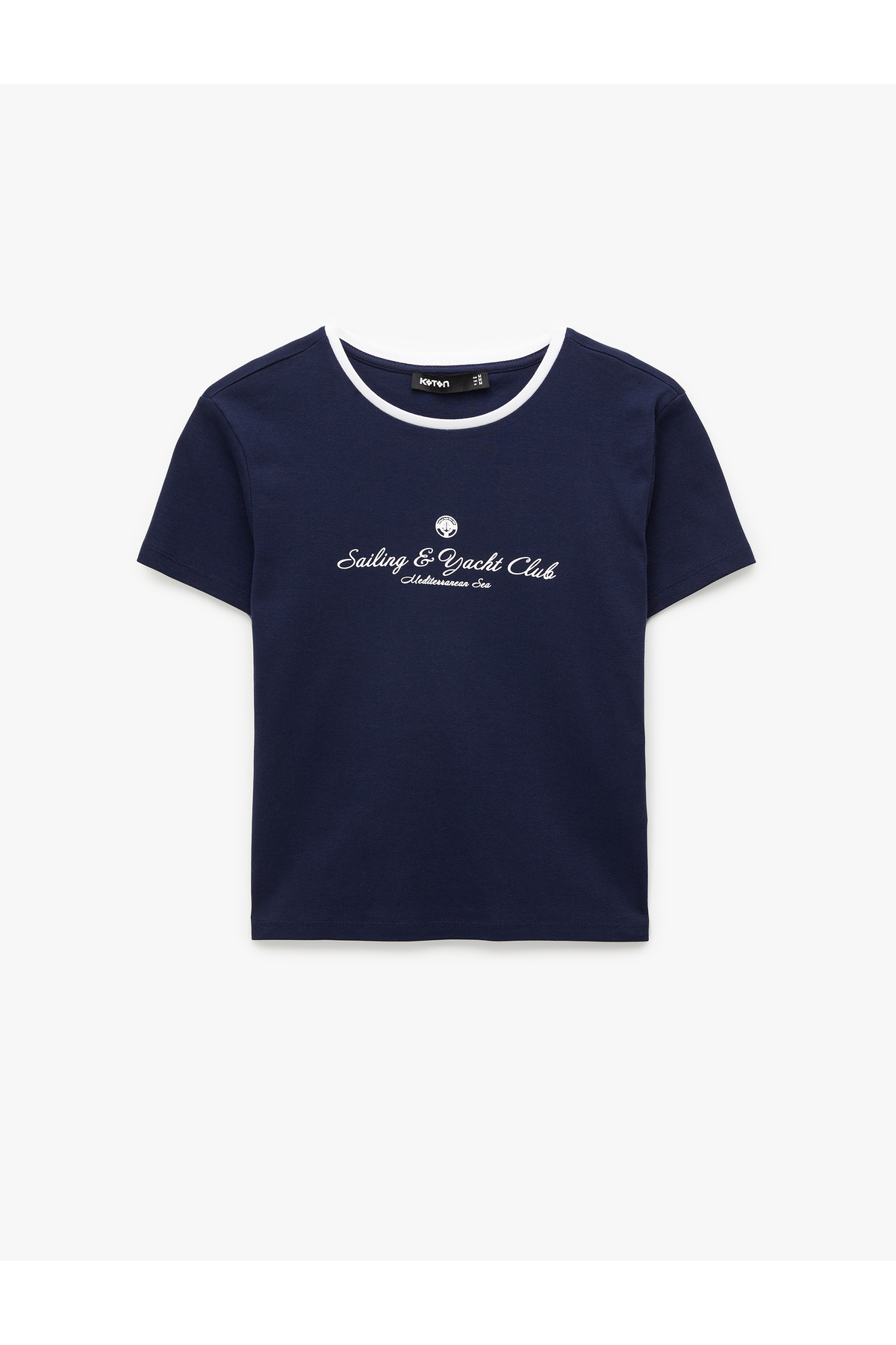 Slim Fit Bisiklet Yaka Kısa Kollu Pamuklu Baskılı Tişört