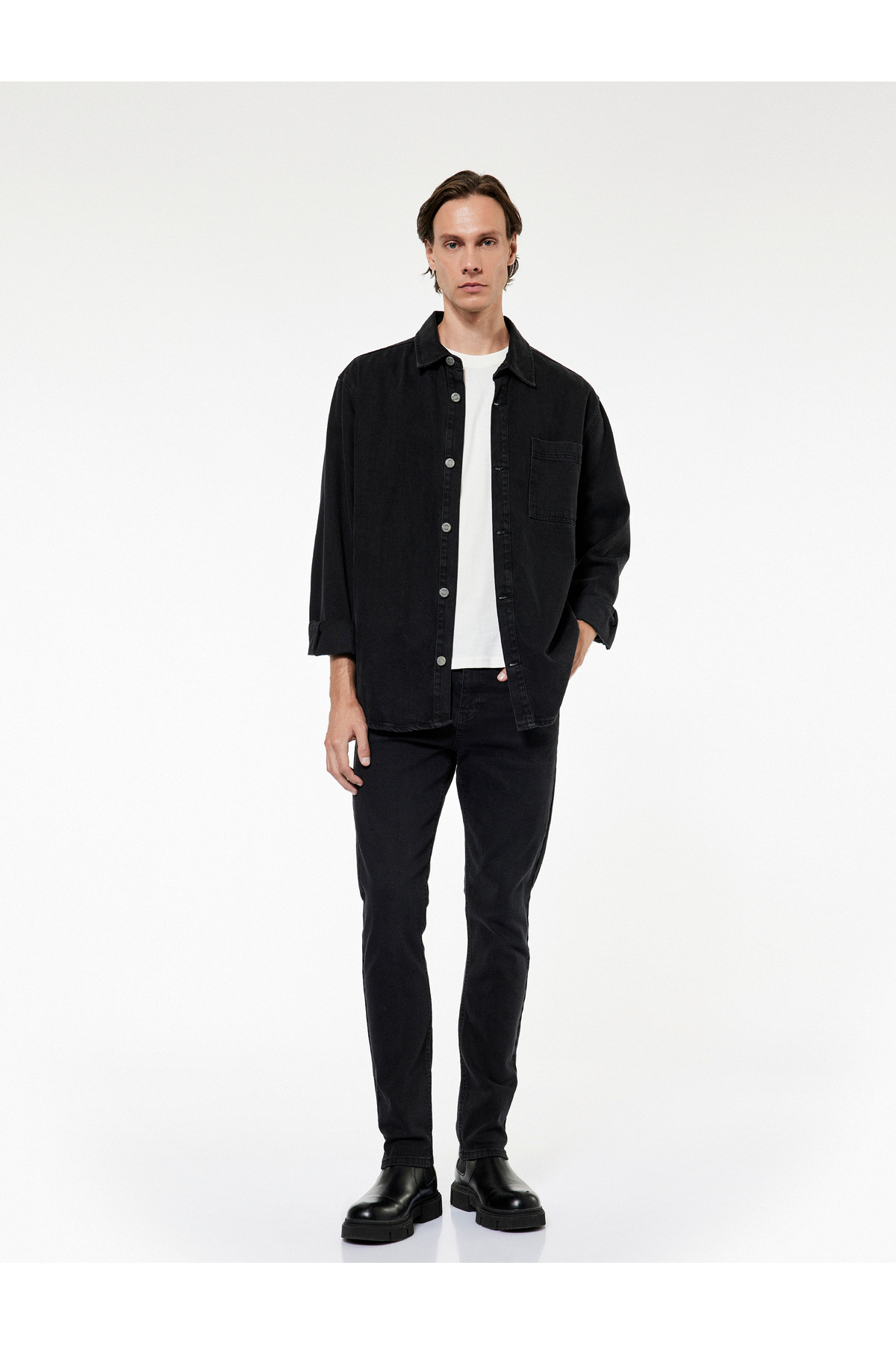 Slim Fit Cepli Pamuklu Jean Pantolon - Slim Fit Bread Jeans