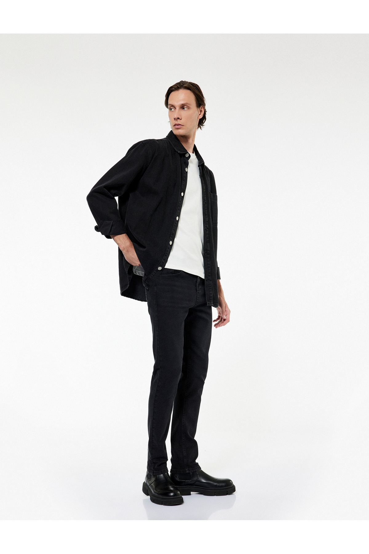 Slim Fit Cepli Pamuklu Jean Pantolon - Slim Fit Bread Jeans
