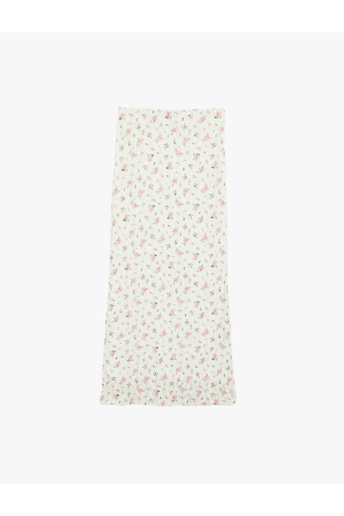 Slim Fit Çiçekli Midi Dantel Beyaz Kadın Etek 6SAK10027UK