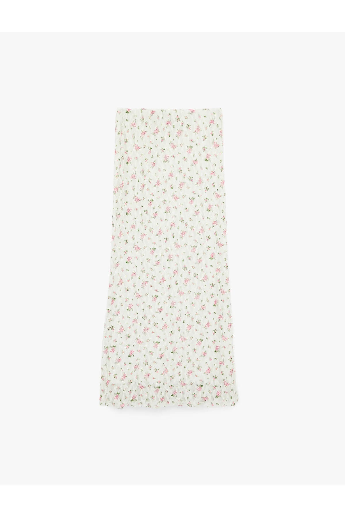 Slim Fit Çiçekli Midi Dantel Beyaz Kadın Etek 6SAK10027UK