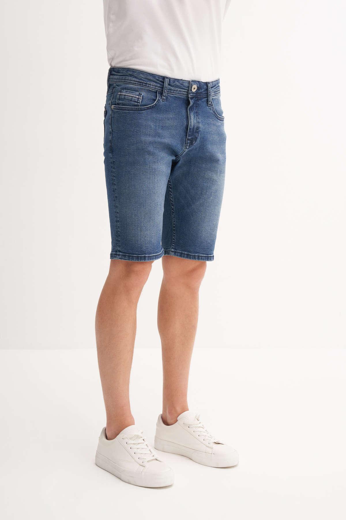 Slim Fit Dar Paça Denim Bermuda Şort