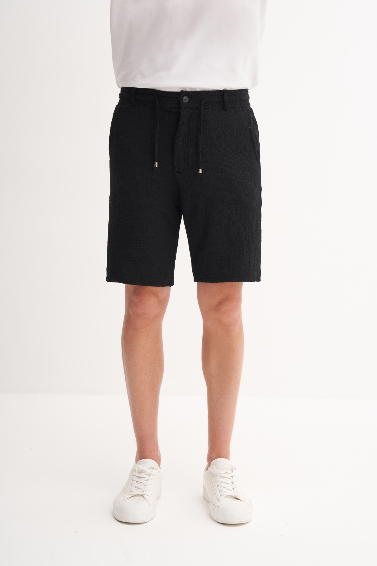 Slim Fit Dar Paça Örme Bermuda Şort