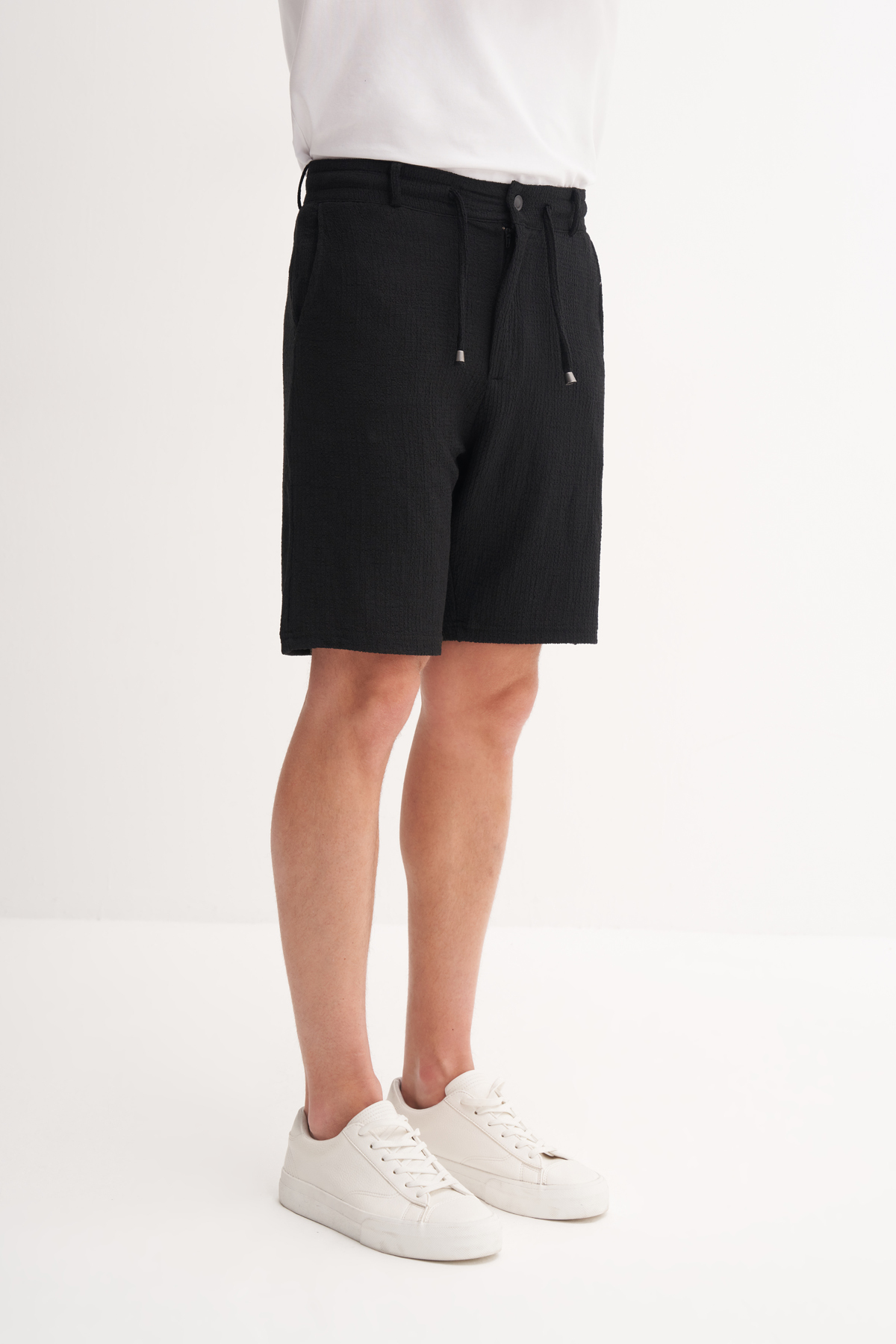 Slim Fit Dar Paça Örme Bermuda Şort