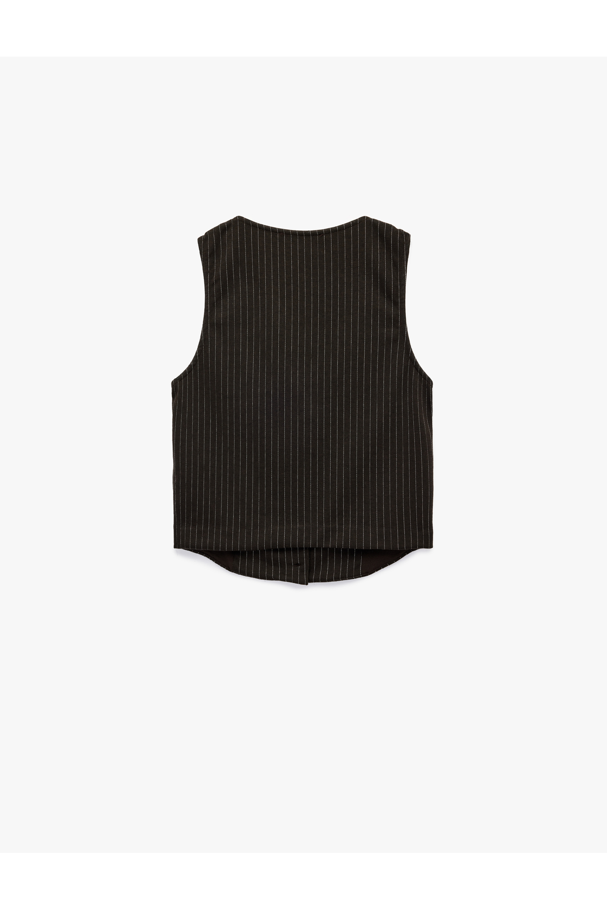 Slim Fit Düğmeli V Yaka Parıltılı Çizgili Yelek