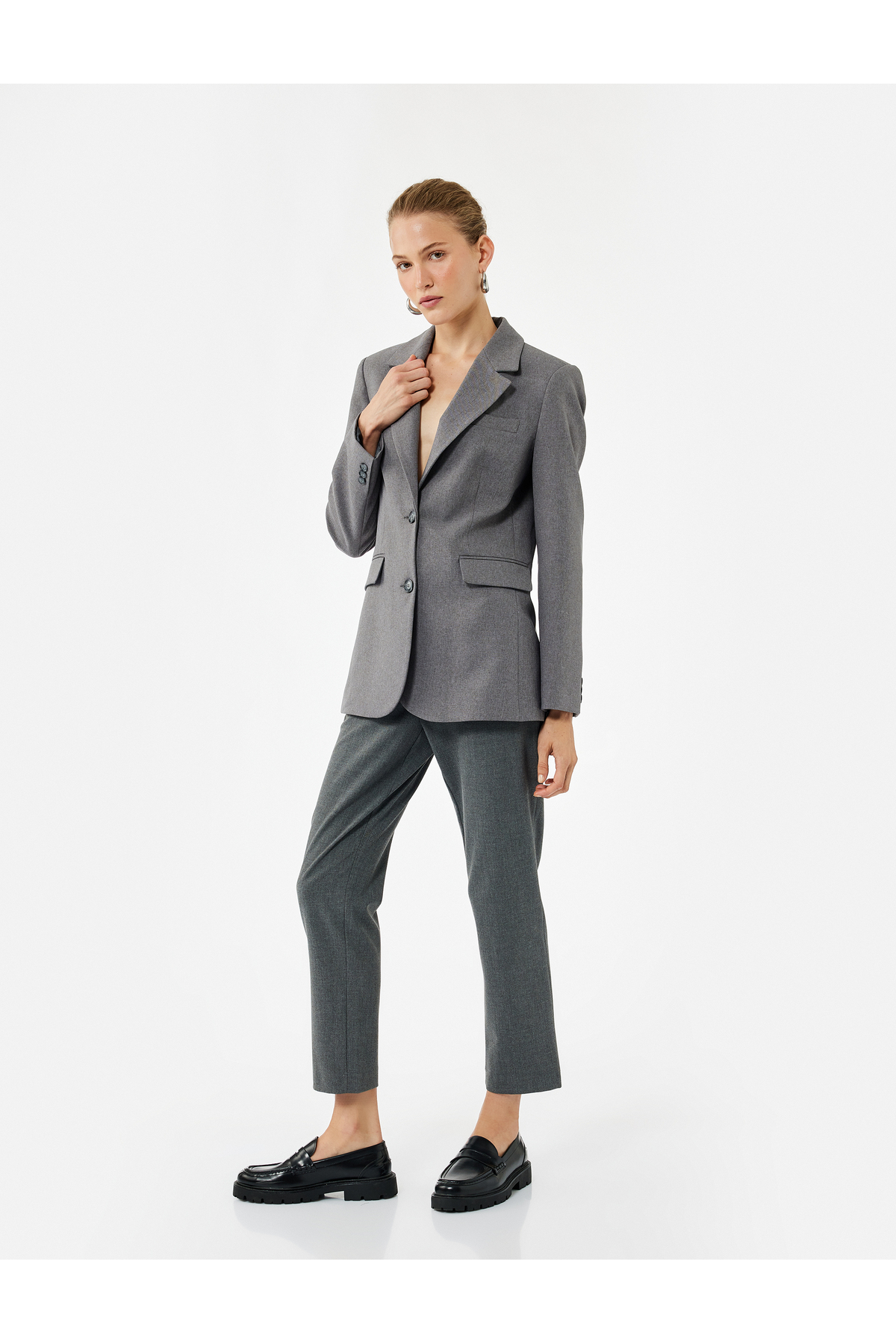 Slim Fit Fleto Cepli Cigarette Kumaş Pantolon