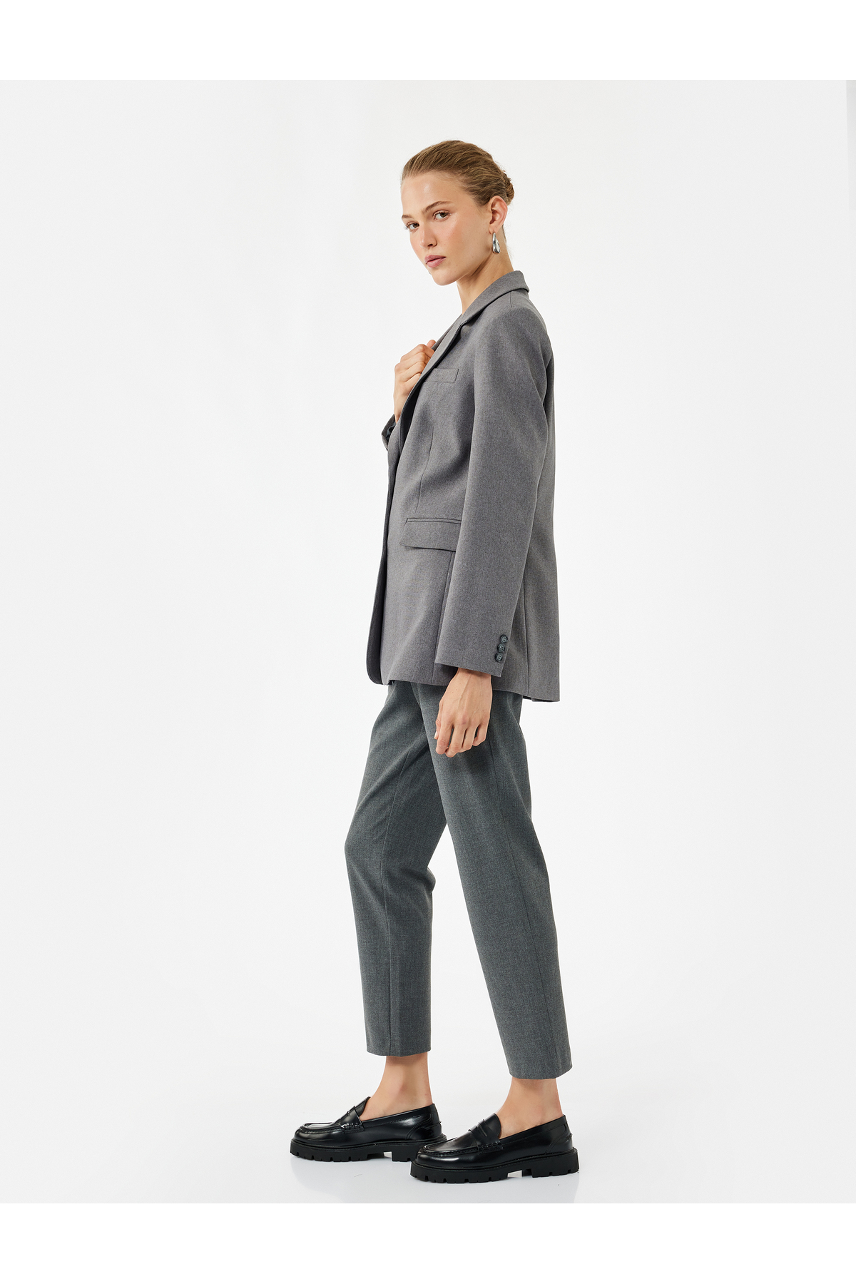 Slim Fit Fleto Cepli Cigarette Kumaş Pantolon