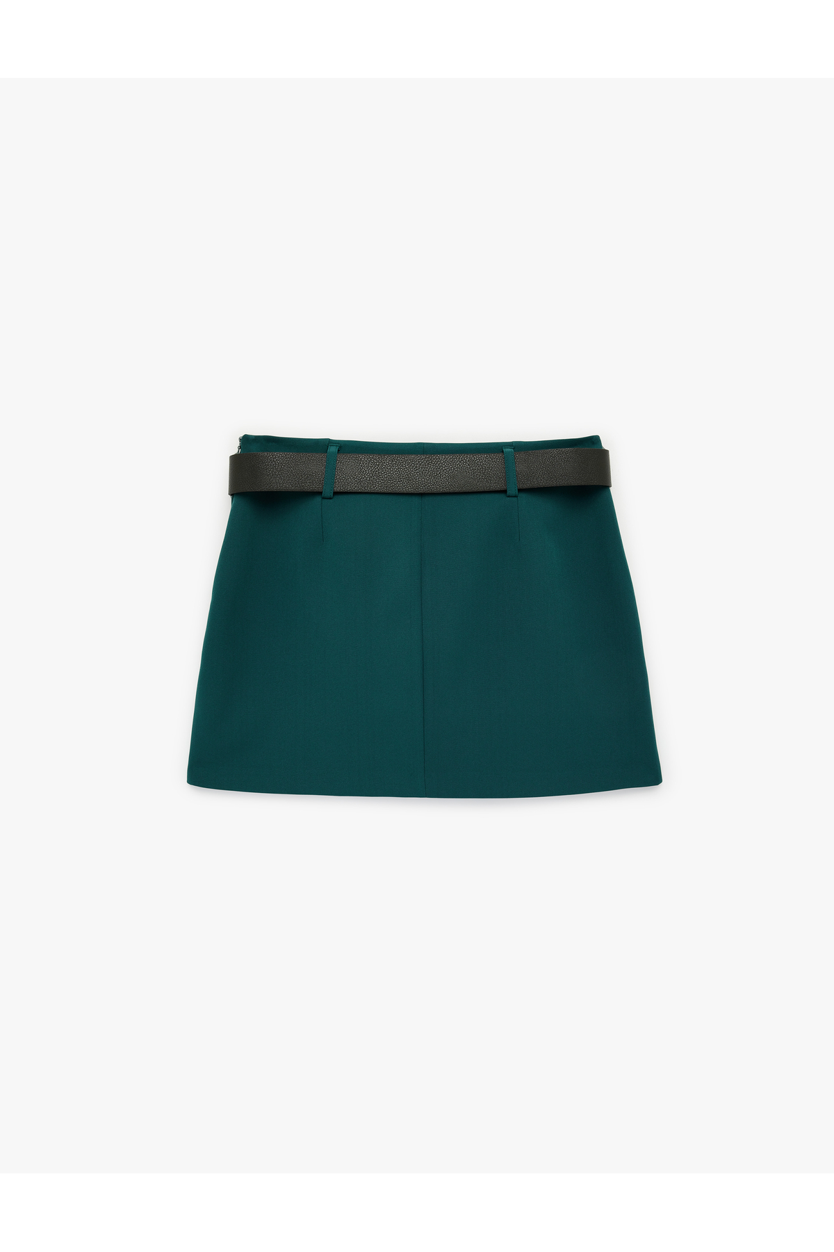 Slim Fit Kemerli Şortlu Mini Etek