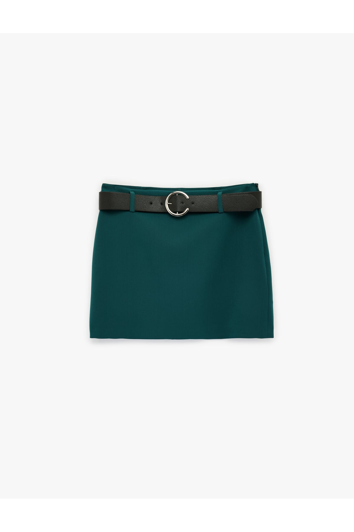 Slim Fit Kemerli Şortlu Mini Etek