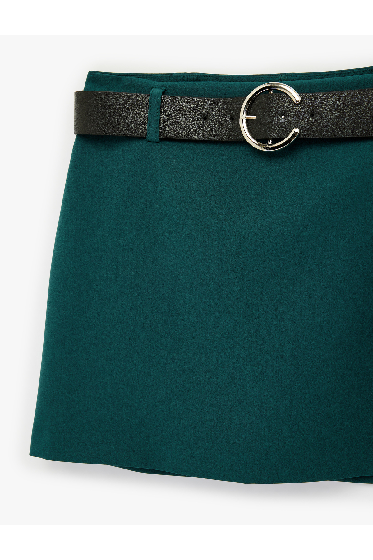Slim Fit Kemerli Şortlu Mini Etek