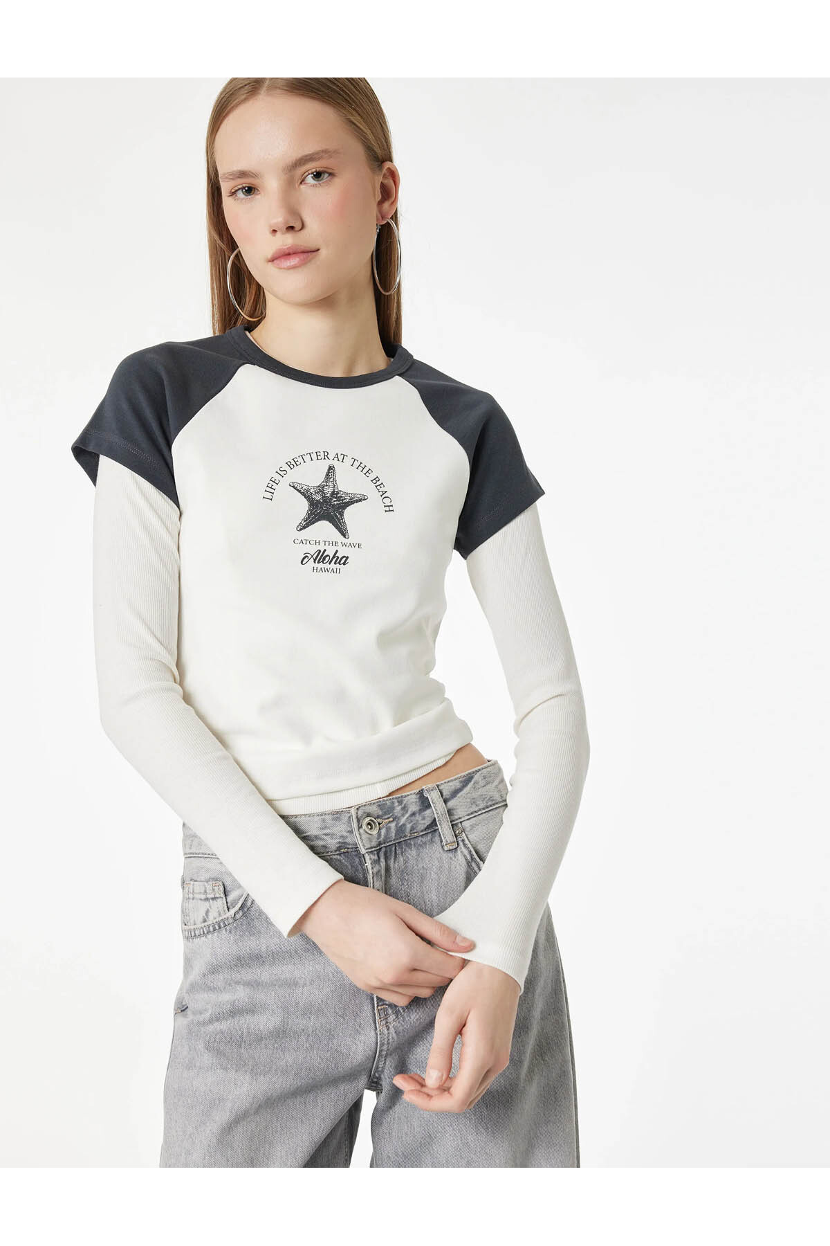 Slim Fit Kısa Kollu Bisiklet Yaka Pamuklu Baskılı Tişört