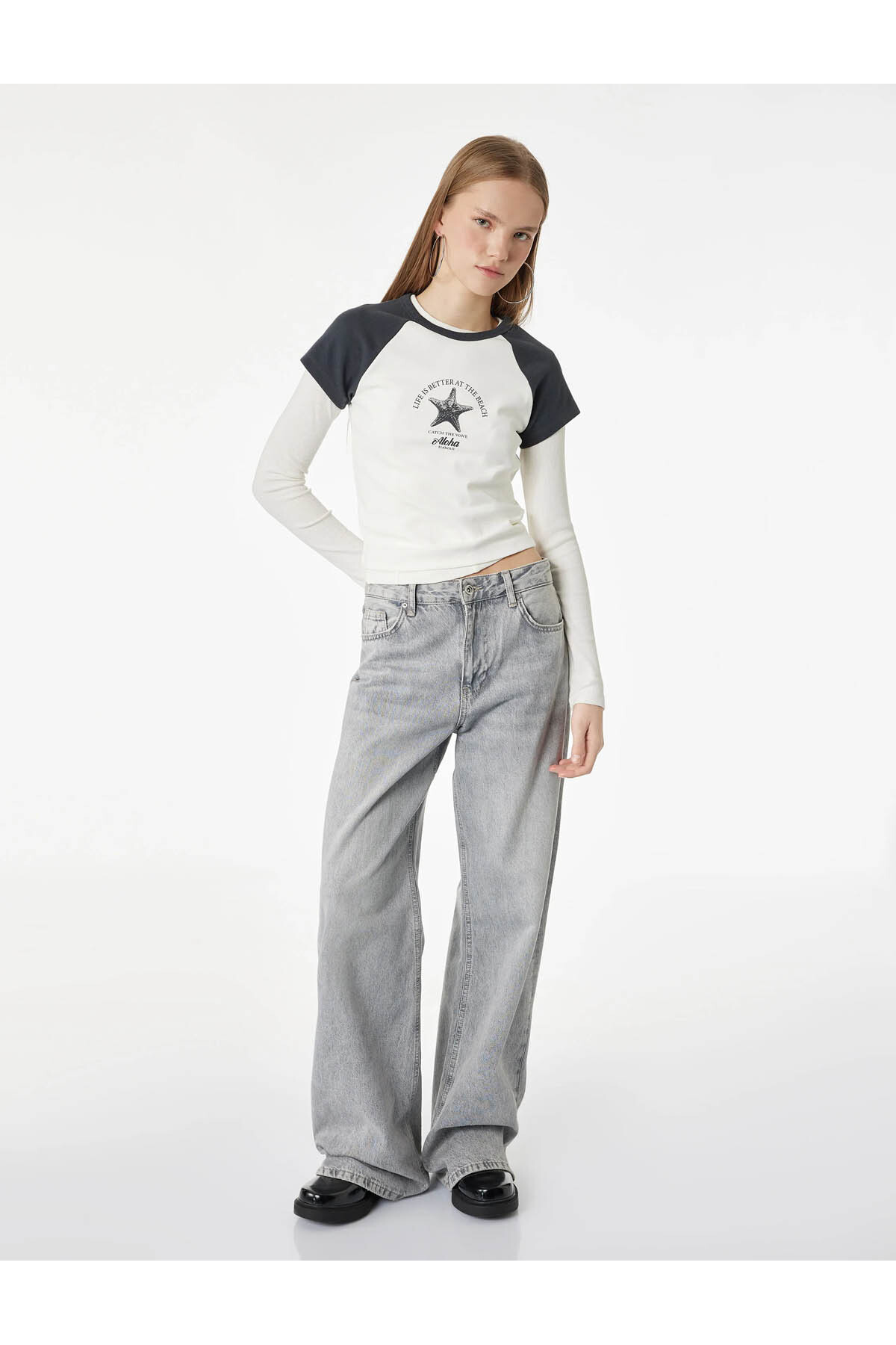 Slim Fit Kısa Kollu Bisiklet Yaka Pamuklu Baskılı Tişört