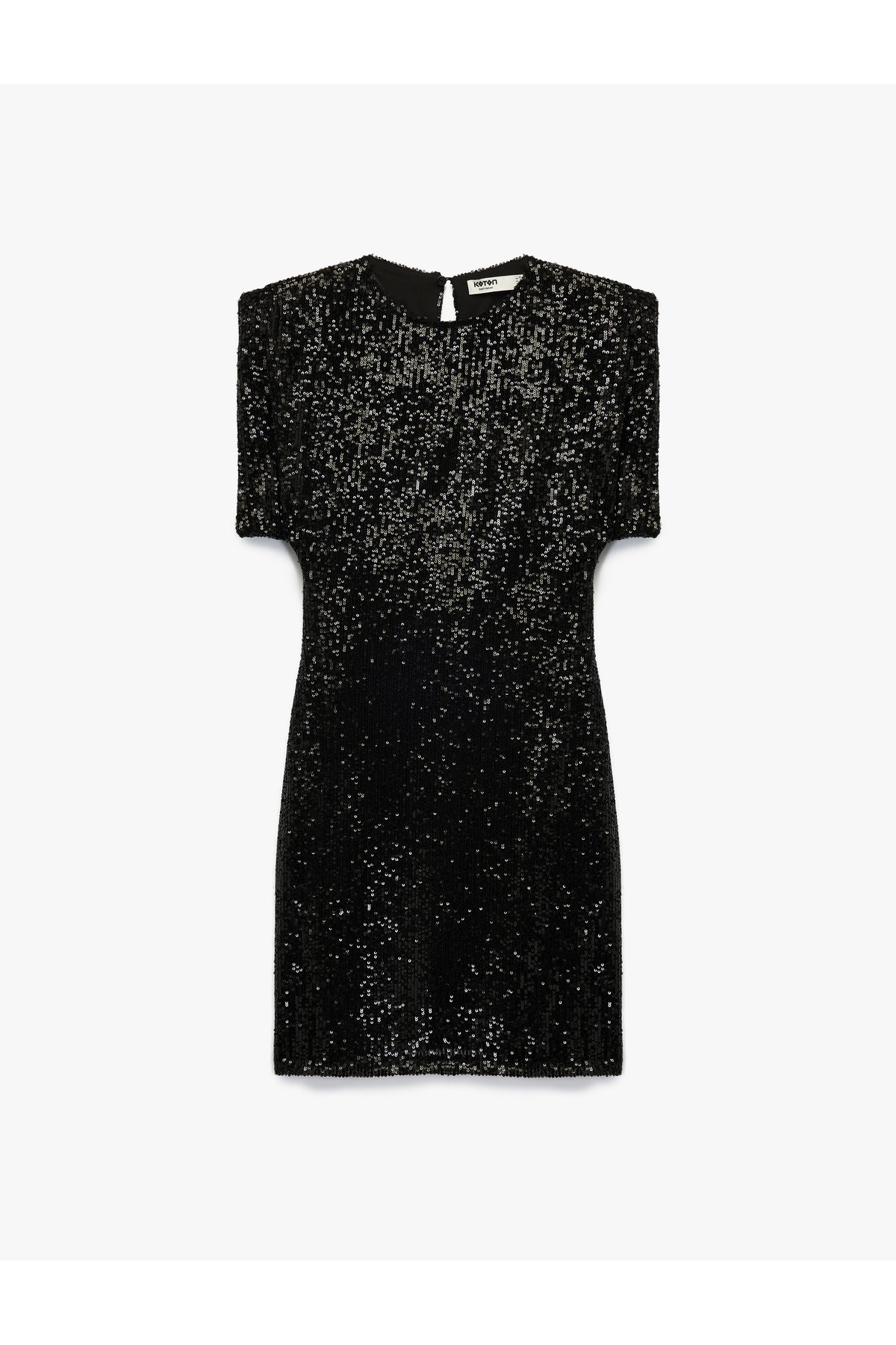 Slim Fit Kısa Yarasa Kollu Bisiklet Yaka Payetli Mini Elbise