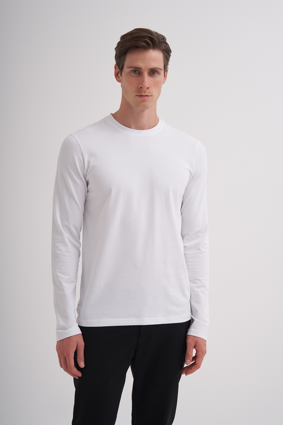 Slim Fit Likralı Pamuklu Süprem Kumaş Sweatshirt
