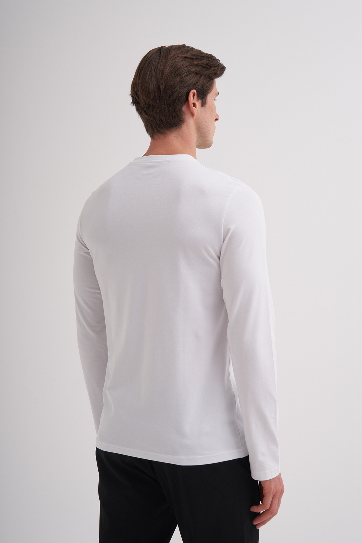 Slim Fit Likralı Pamuklu Süprem Kumaş Sweatshirt