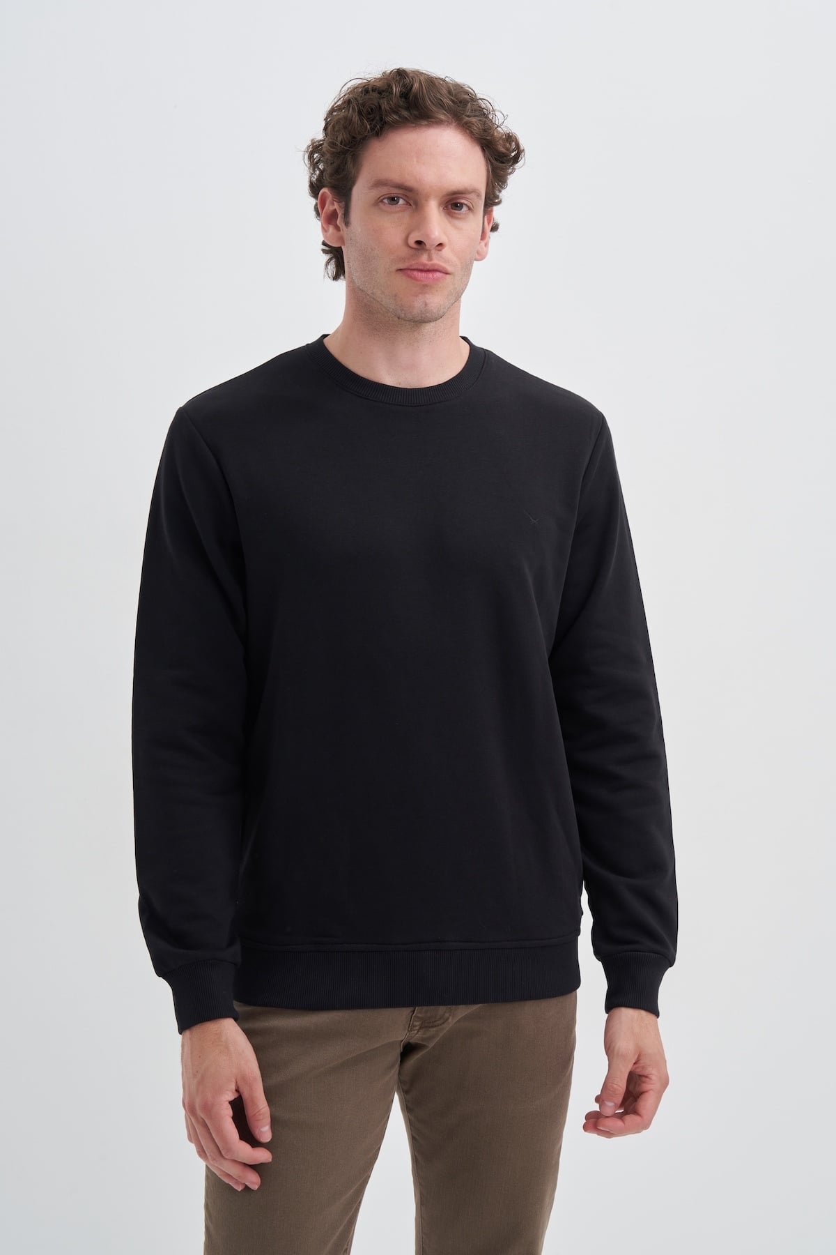 Slim Fit Likralı Pamuklu Süprem Kumaş Sweatshirt