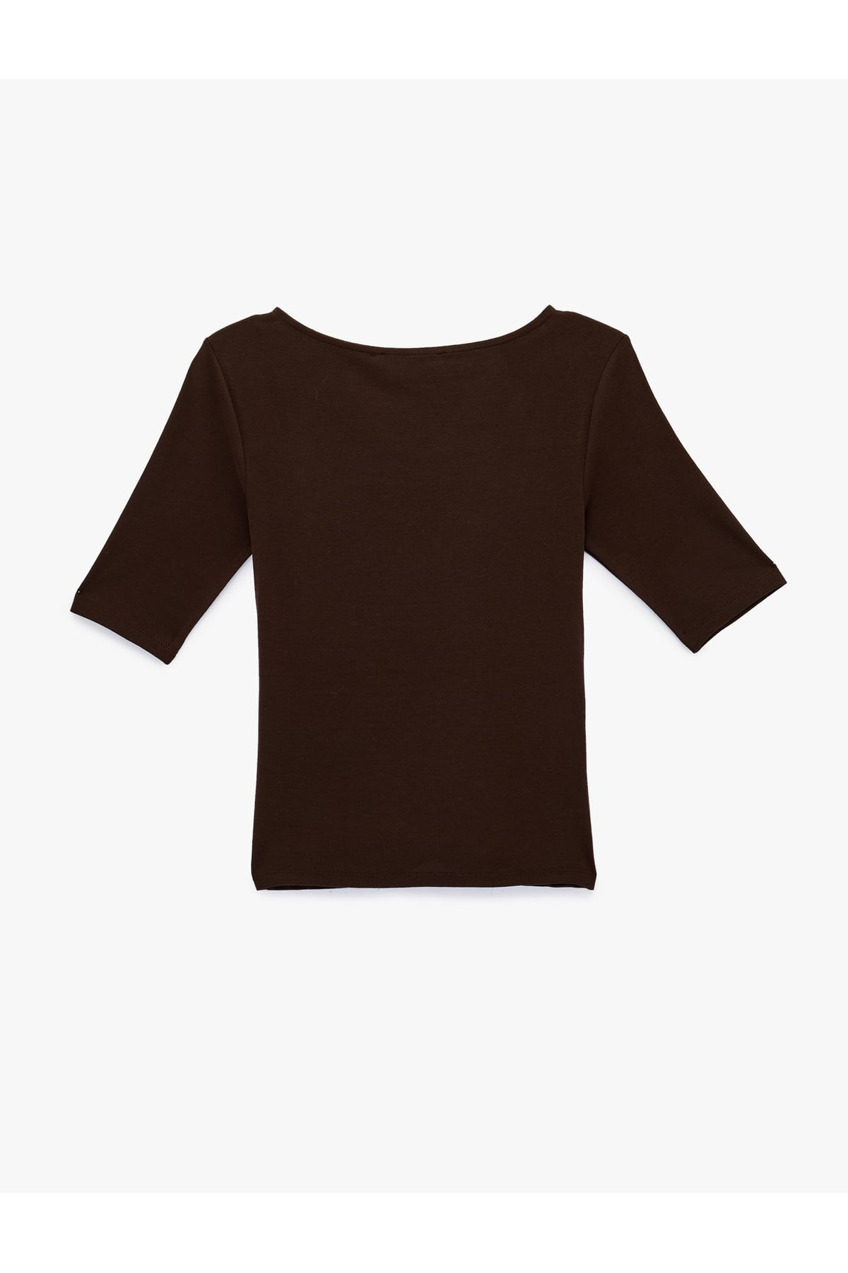 Slim Fit Pamuklu Kayık Yuvarlak Yaka Yarım Kollu Tişört