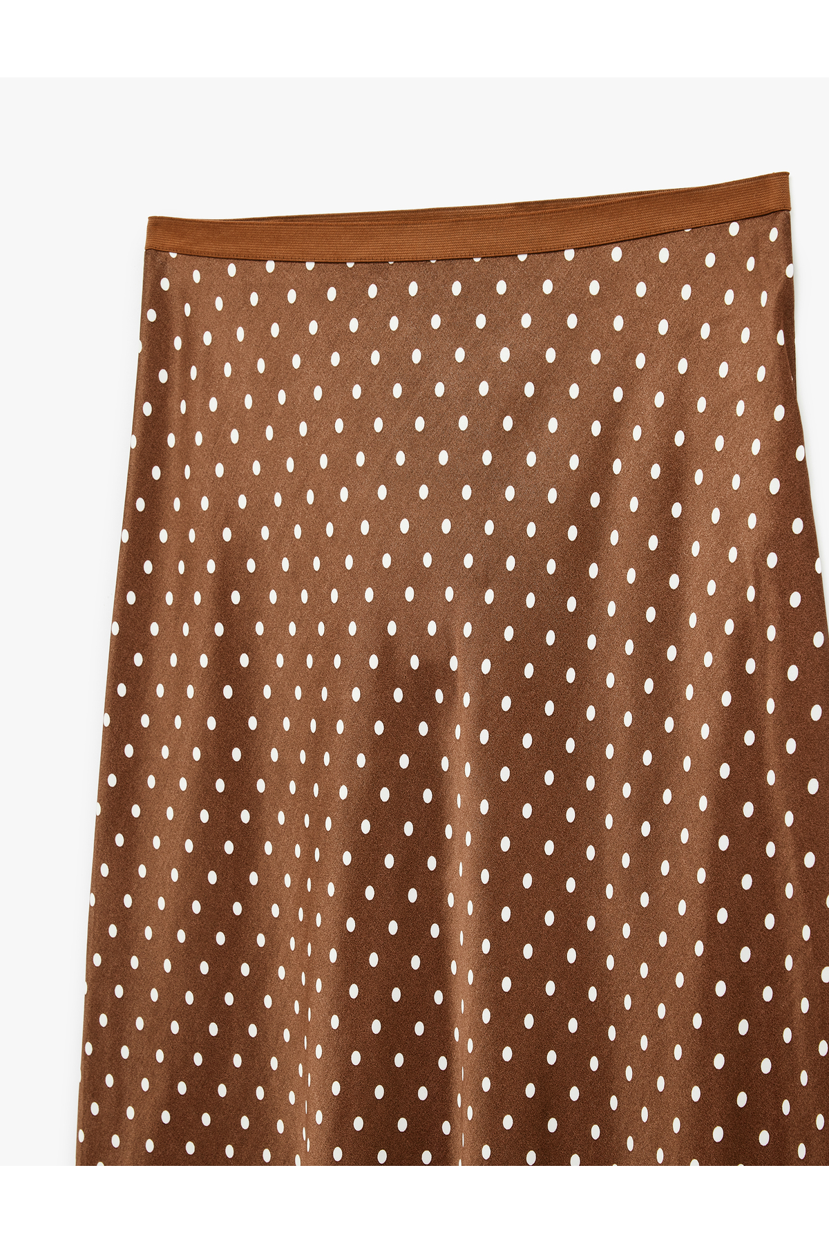 Slim Fit Puantiyeli Saten Midi Etek