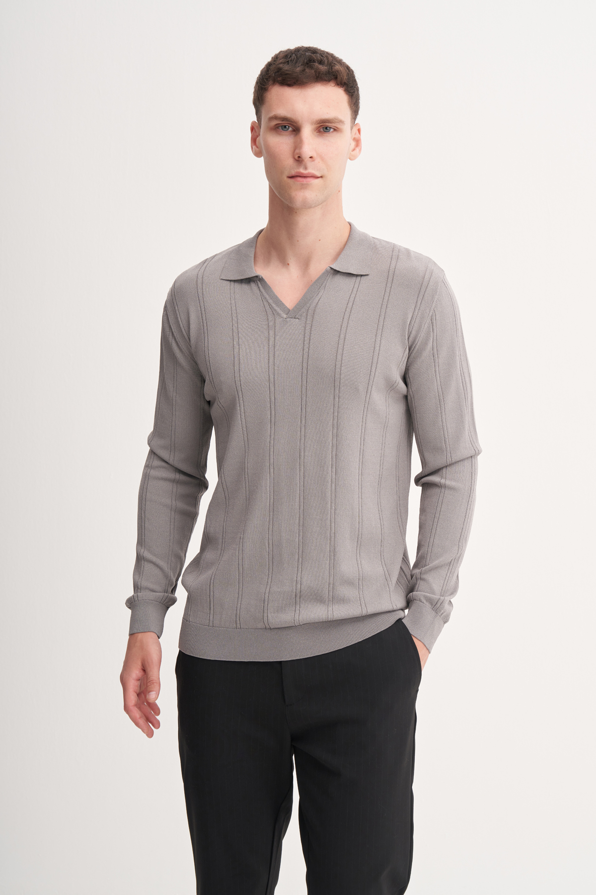 Slim Fit Rayon Karışımlı Premium Polo Yaka Kazak-33045