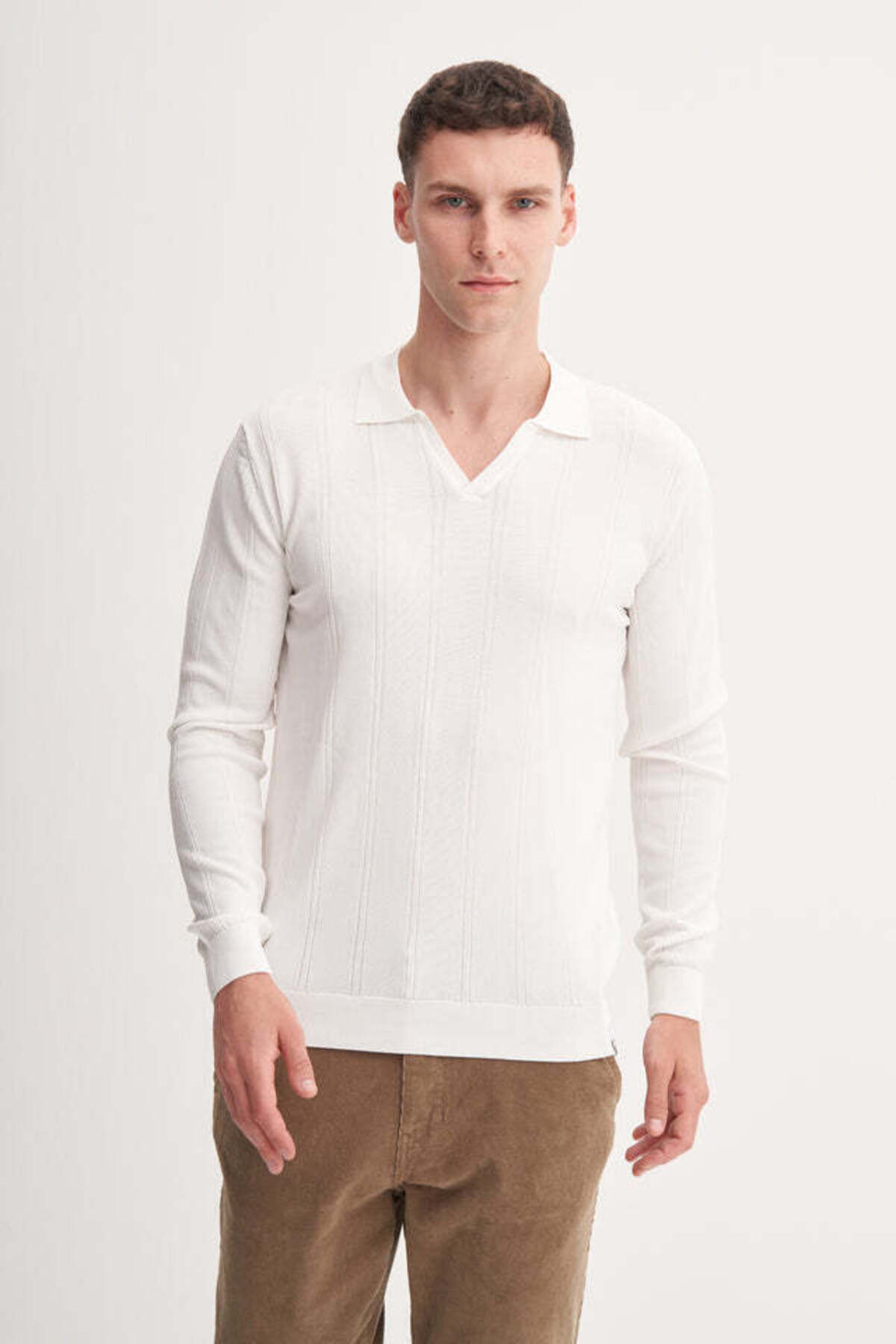 Slim Fit Rayon Karışımlı Premium Polo Yaka Kazak-33045