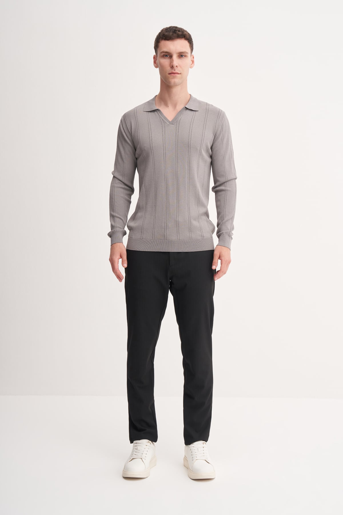 Slim Fit Rayon Karışımlı Premium Polo Yaka Kazak-33045