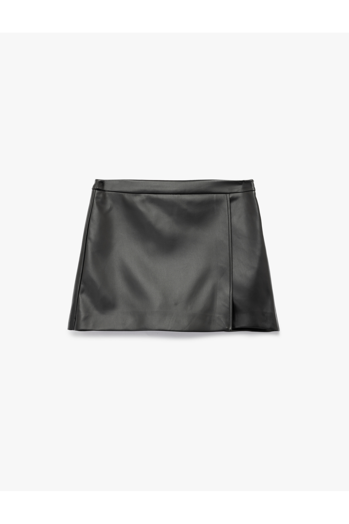 Slim Fit Suni Deri Mini Şort Etek