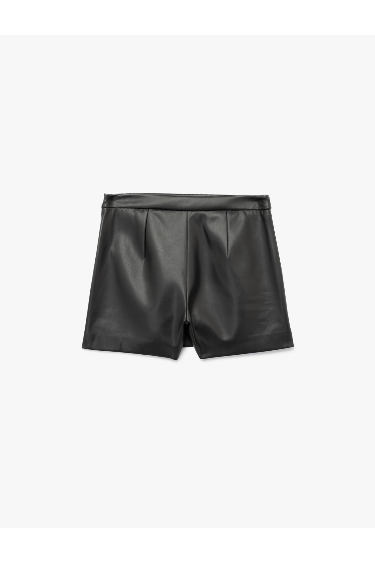 Slim Fit Suni Deri Mini Şort Etek