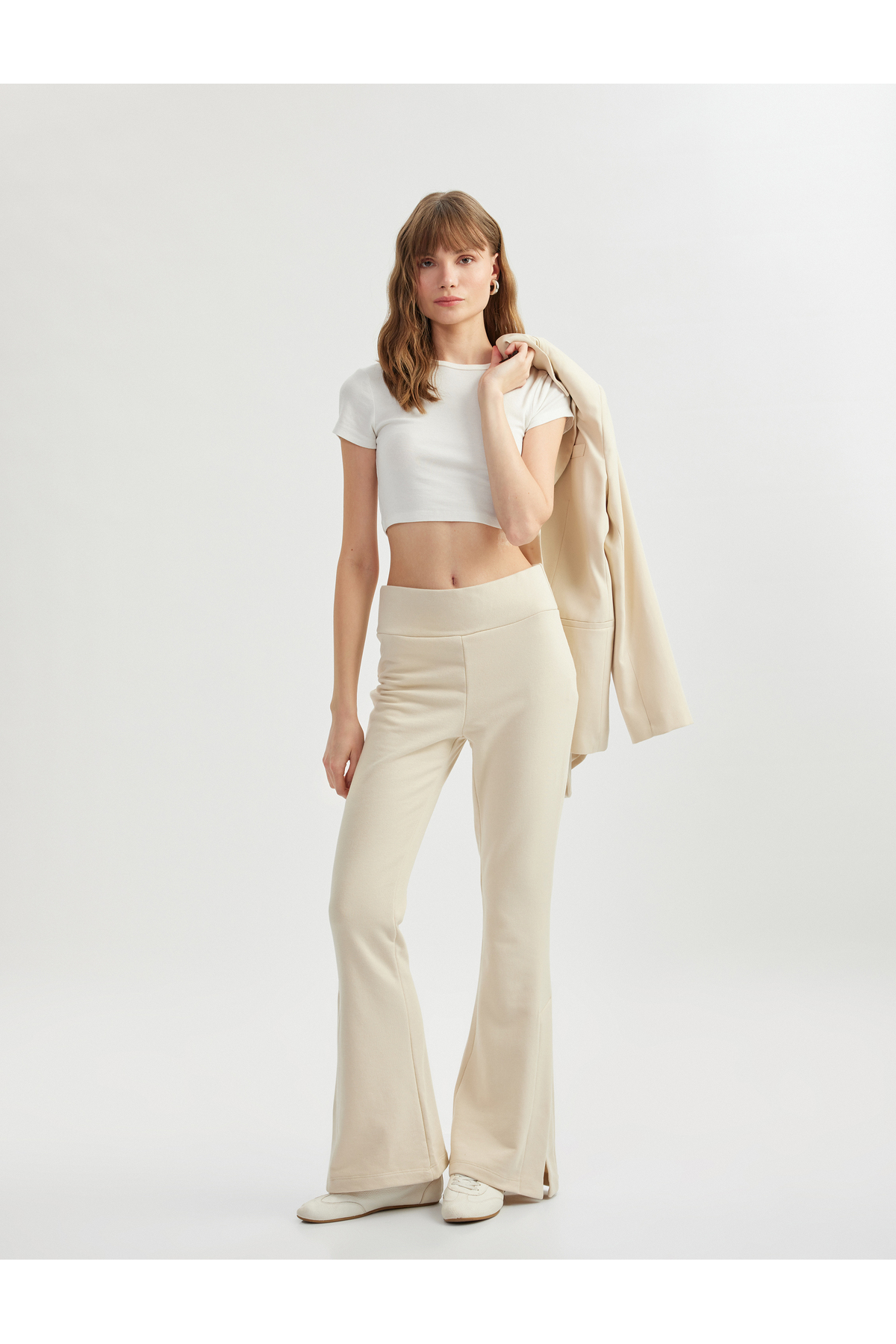 Slim Fit Üç İplik İspanyol Paça Eşofman Altı