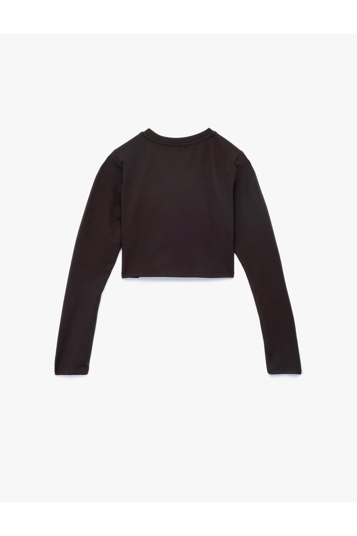 Slim Fit Uzun Kollu Bisiklet Yaka Crop Spor Tişört