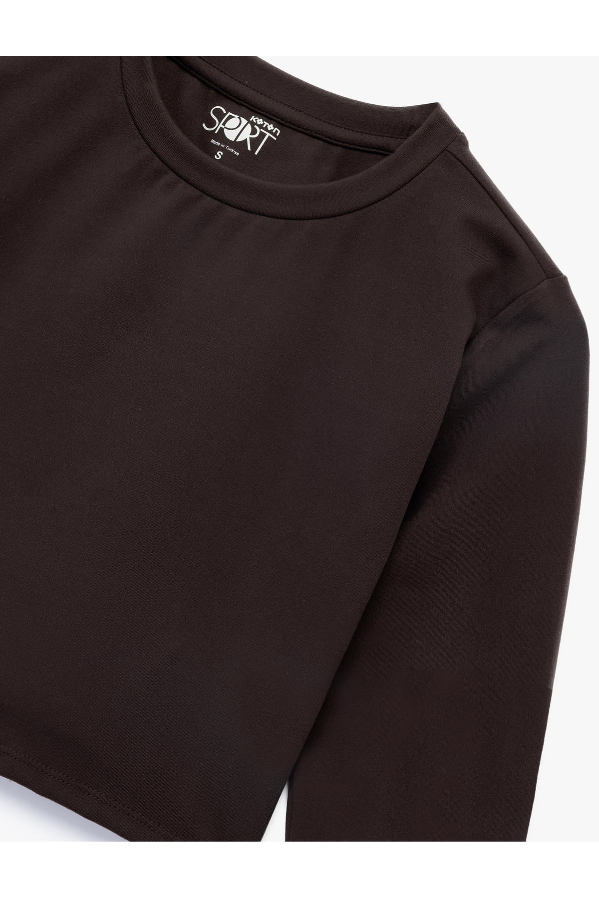 Slim Fit Uzun Kollu Bisiklet Yaka Crop Spor Tişört