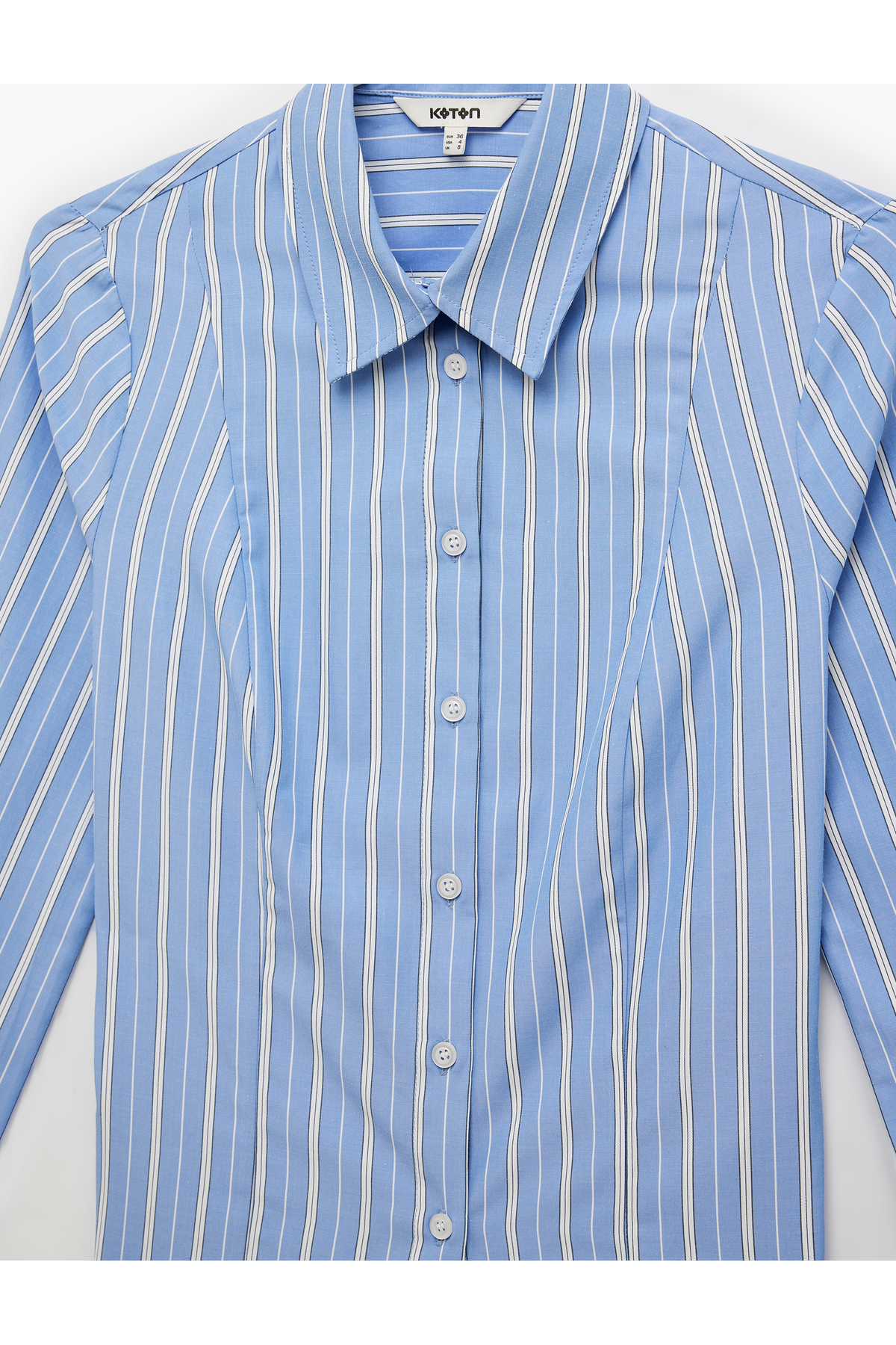 Slim Fit Uzun Kollu Klasik Yaka Çizgili Poplin Gömlek