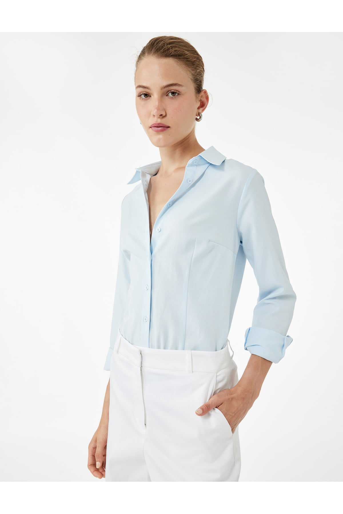 Slim Fit Uzun Kollu Klasik Yaka Poplin Gömlek