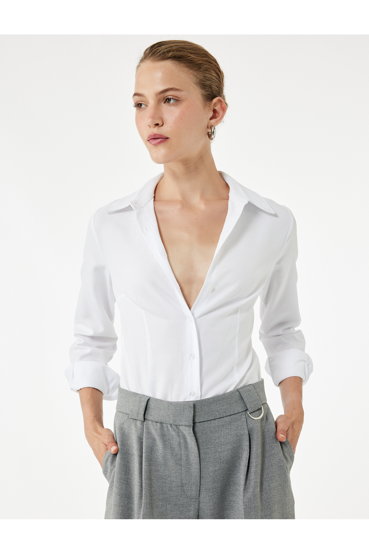 Slim Fit Uzun Kollu Klasik Yaka Poplin Gömlek